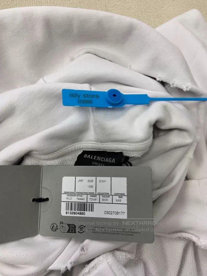 Balenciaga Balenciaga Ripped Letter Print Hooded Sweatshirt Size US XS / EU 42 / 0 - 5 Thumbnail