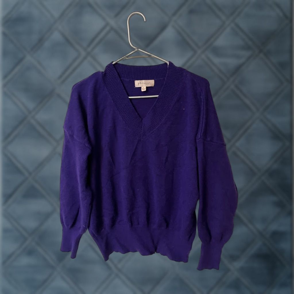Vintage Philosophy Womens Pullover Sweater Long Sleeve V-Neck Purple L Size Knit Nylon Polyester Viscose BASIC Size L / US 10 / IT 46 - 1 Thumbnail