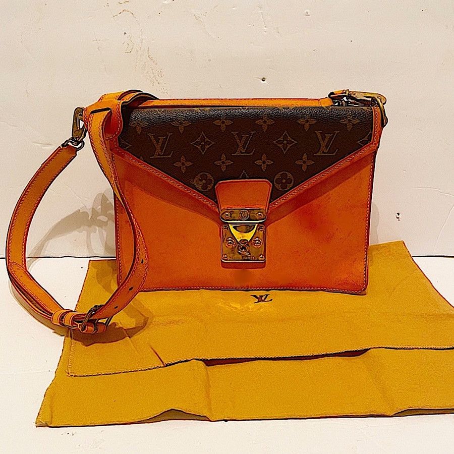 image of Louis Vuitton Authentic Vintage Vuitton Monogram Sac Biface Crossbody Bag in Brown, Women's