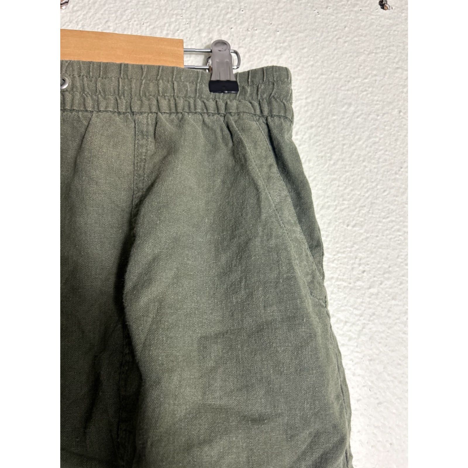 Gap Gap Womens Large Linen Blend Shorts Olive Green Drawstring 34x3 Size 36" / US 14 / IT 50 - 6 Thumbnail