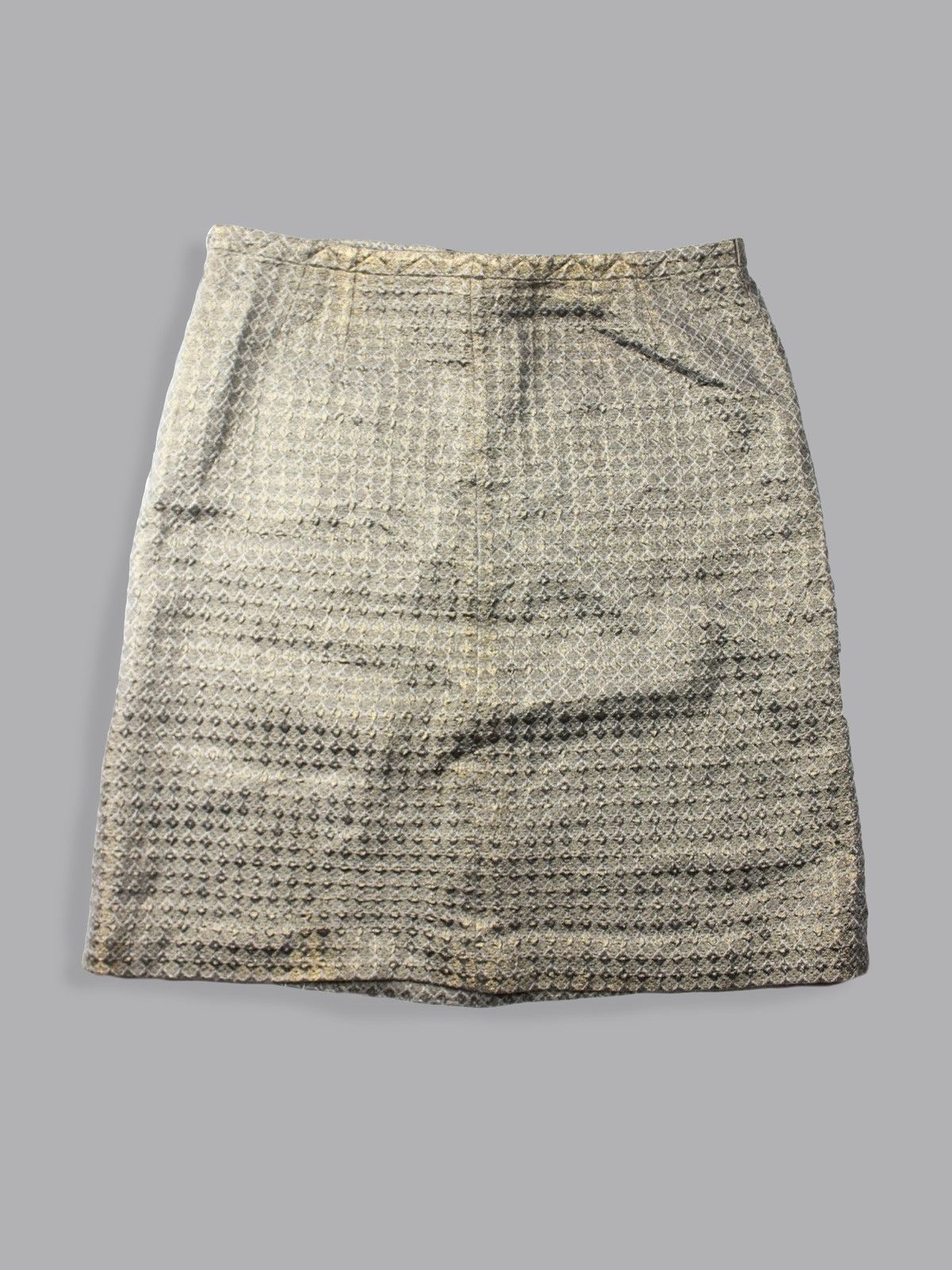 Dries Van Noten Front Pocket Diamond Patterned Beige Mini Skirt Size 28" / US 6 / IT 42 - 2 Thumbnail