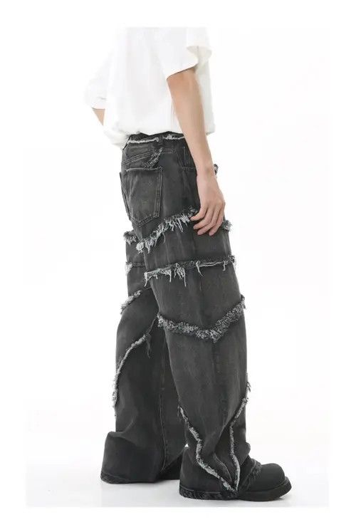 Japanese Brand Pepper x Erika Raw edge wide-leg jeans with retro design Size US 32 / EU 48 - 5 Thumbnail