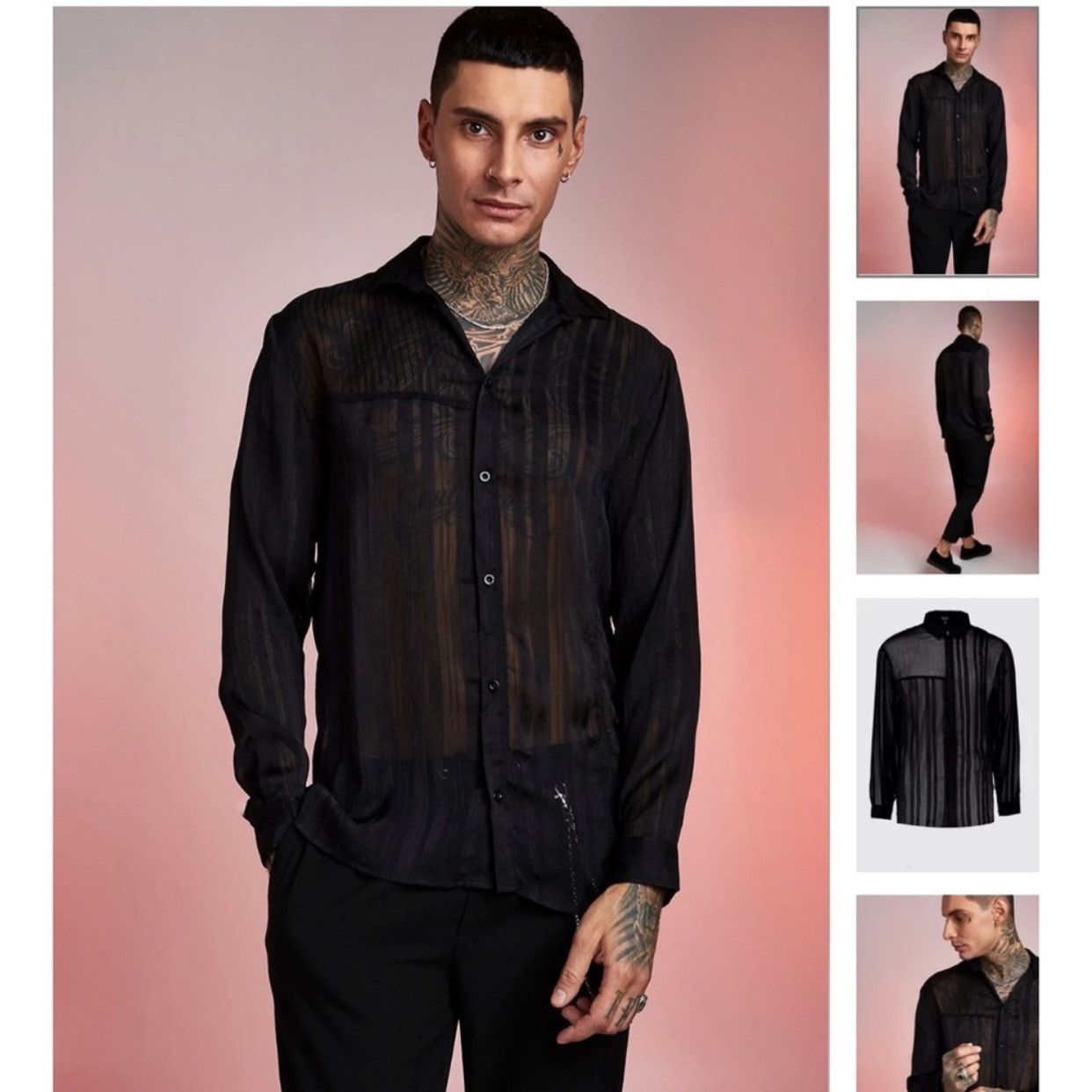 Boohoo BoohooMan Semi Sheer Stripe Shirt Size US XS / EU 42 / 0 - 5 Thumbnail