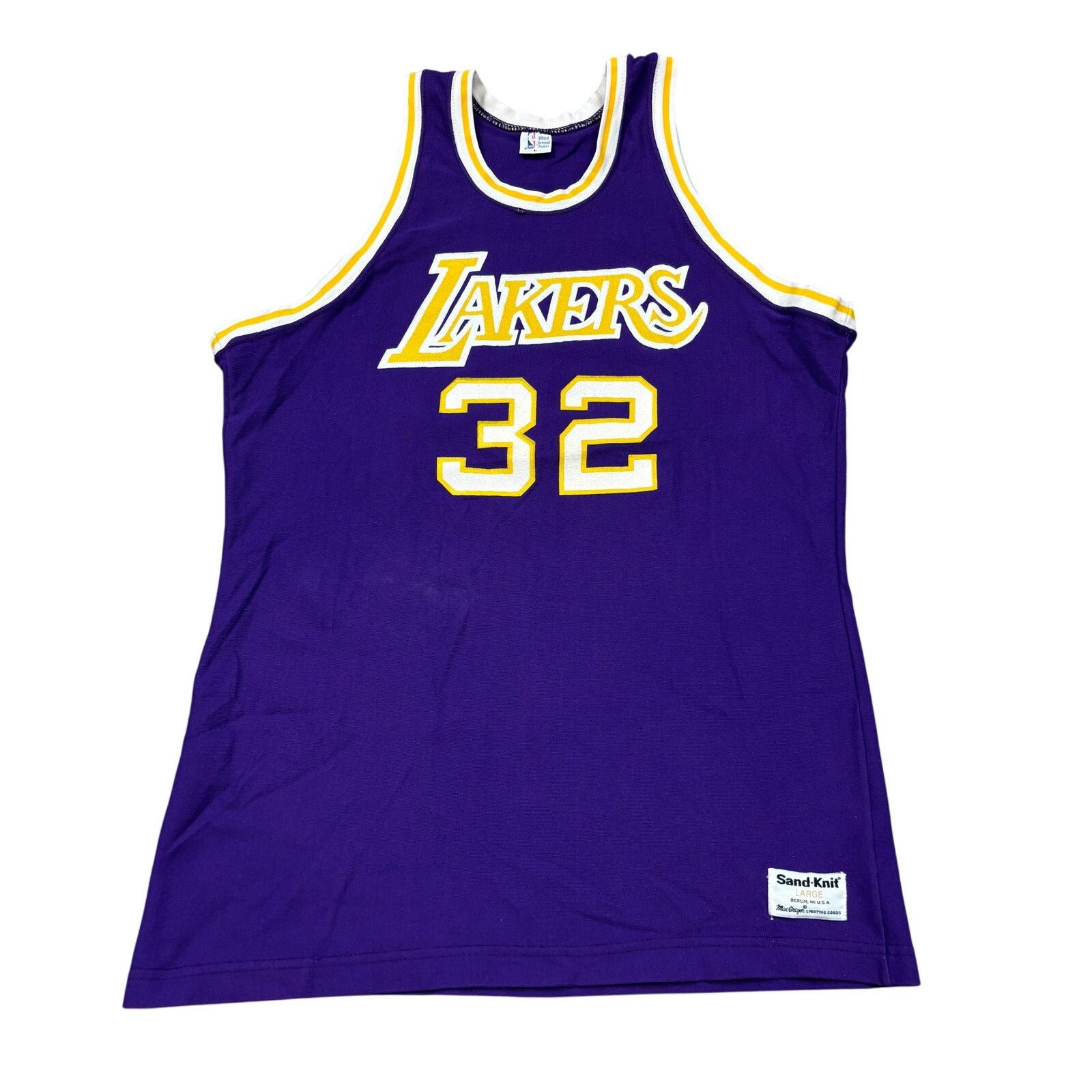 NBA × Vintage VTG Magic Johnson 32 Sand Knit LA Lakers Jersey NBA Large Size US L / EU 52-54 / 3 - 1 Thumbnail