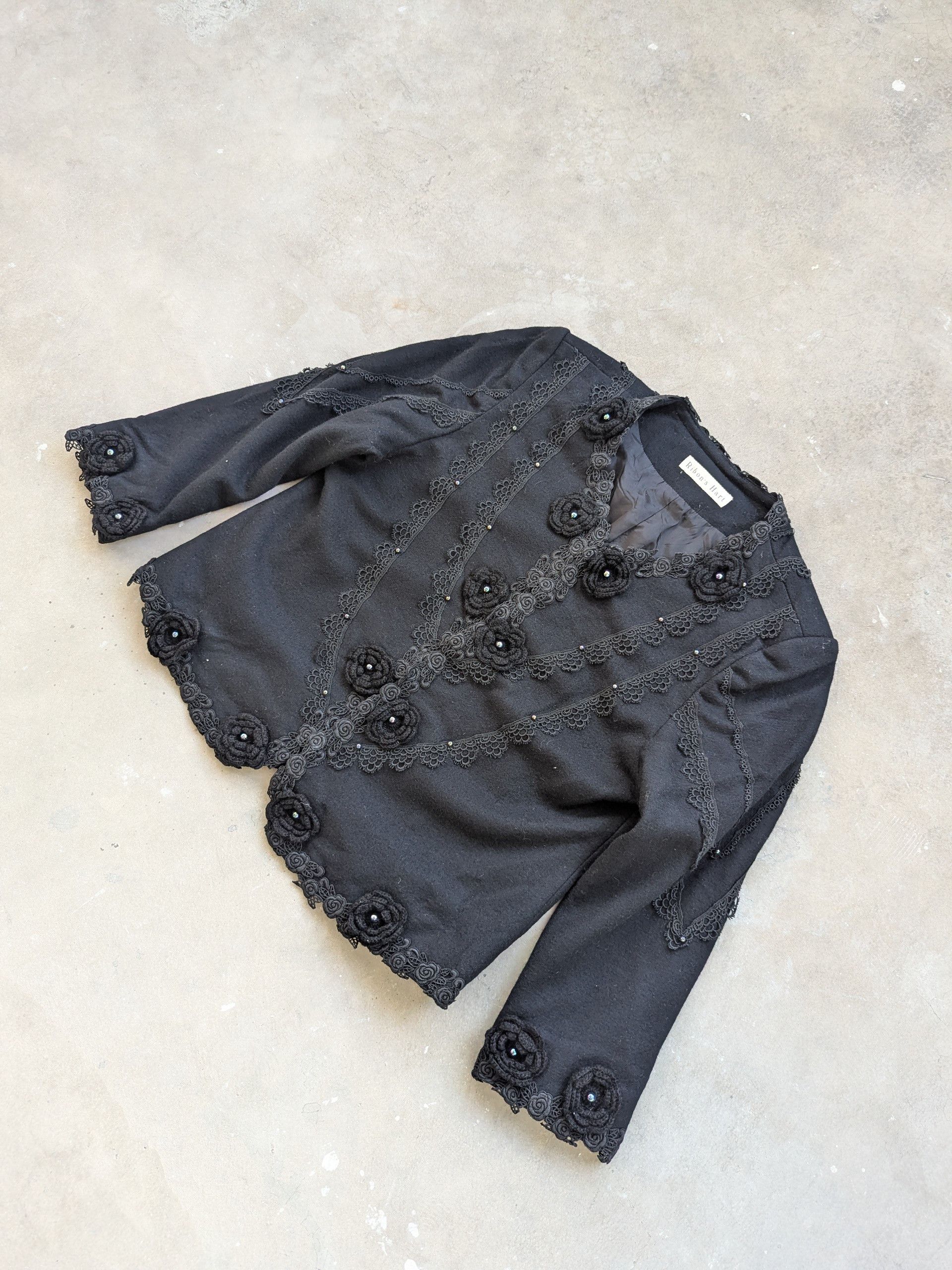 Japanese Brand × Vintage Vintage Wool Cardigan Ribons Hart Flower Embroidered Size M / US 6-8 / IT 42-44 - 2 Thumbnail