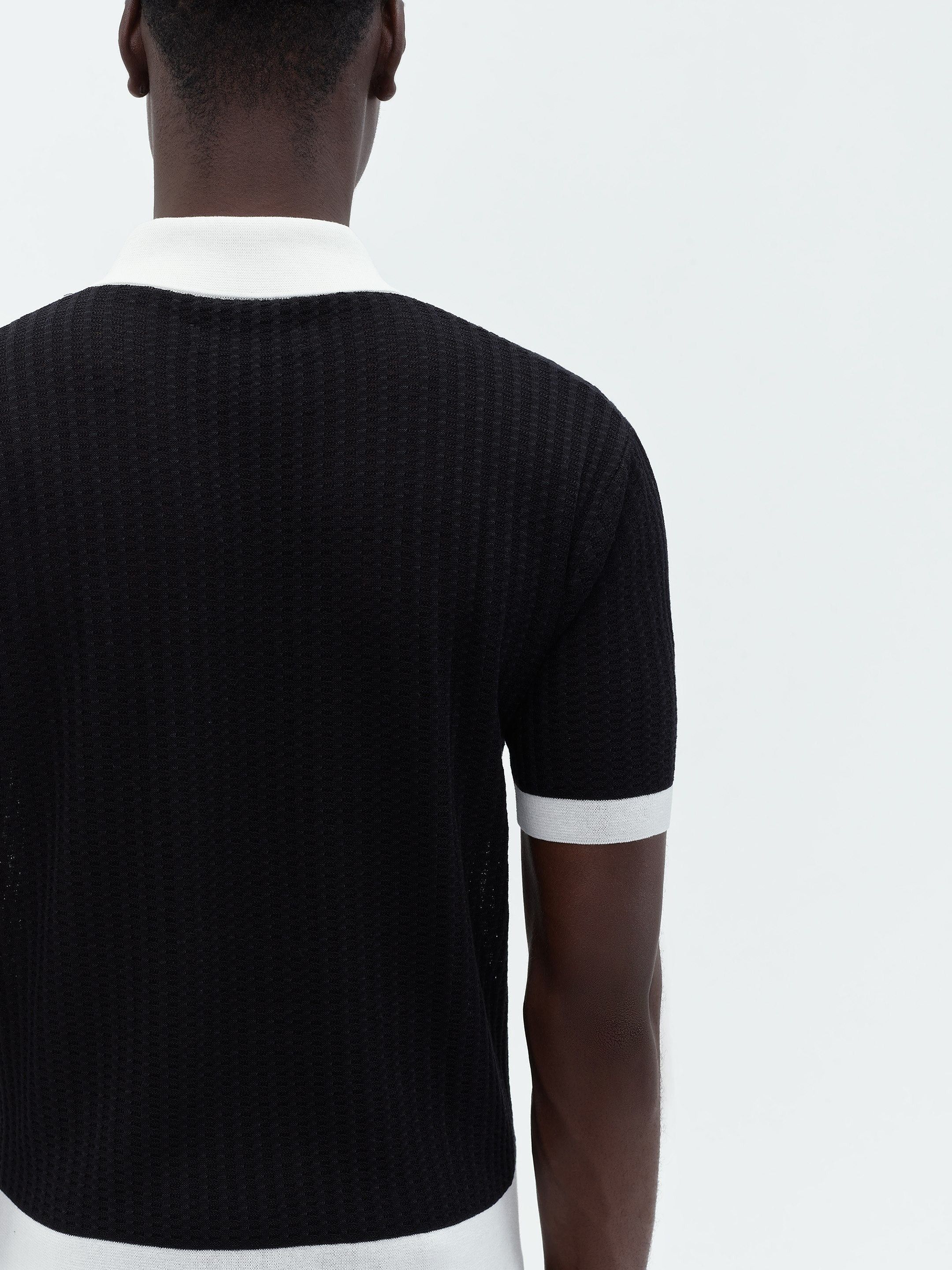 Amiri o1s1wg110525 Waffle Stitch Polo Shirt in Black/White Size US XL / EU 56 / 4 - 7 Thumbnail