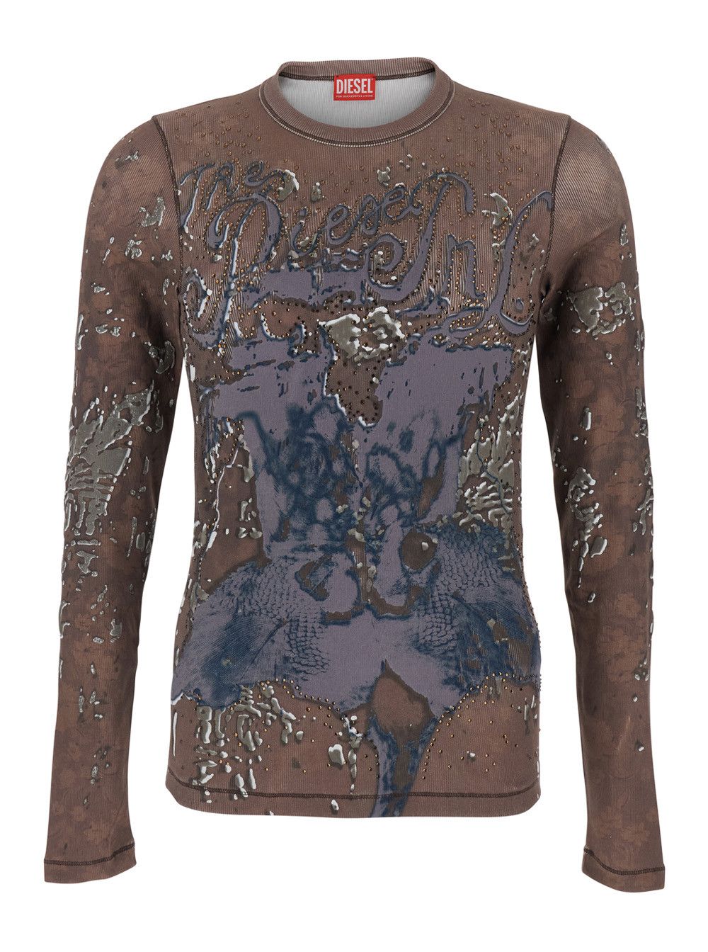 Diesel T-Shirt 'T-TADEO' Brown with Round Neck and Front Logo Print in Cotton for Men Size US L / EU 52-54 / 3 - 1 Thumbnail