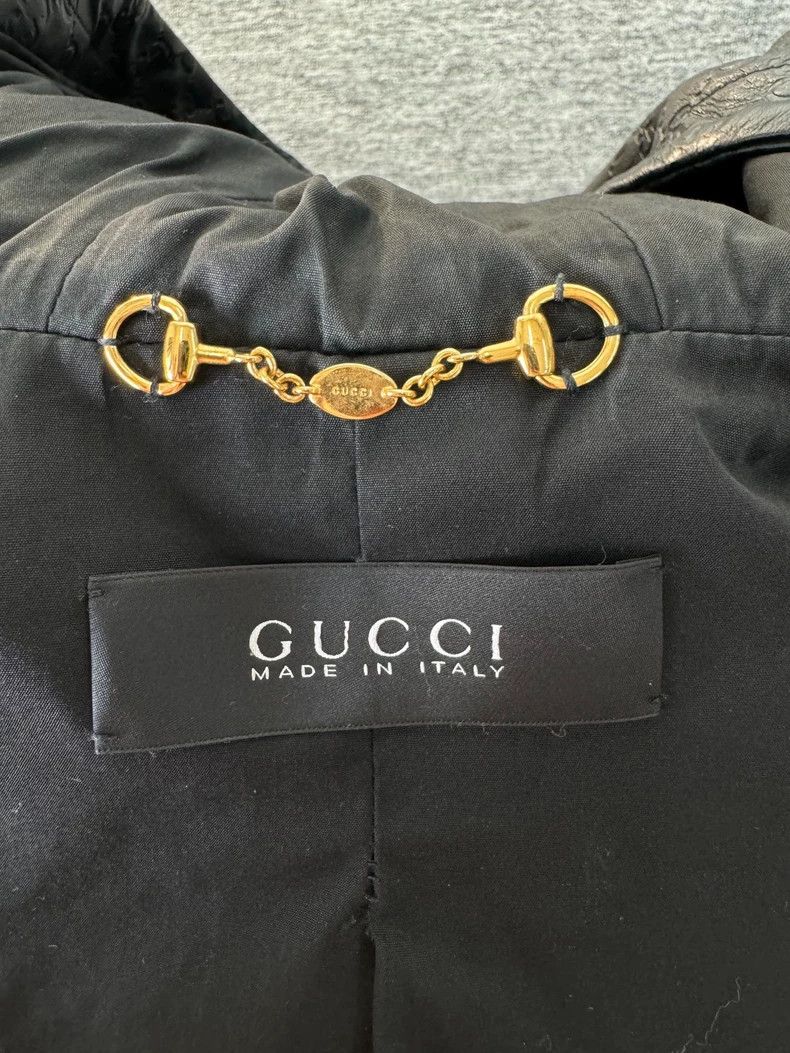 Gucci Gucci Full-print logo hooded leather jacket Size US XXS / EU 40 - 4 Thumbnail