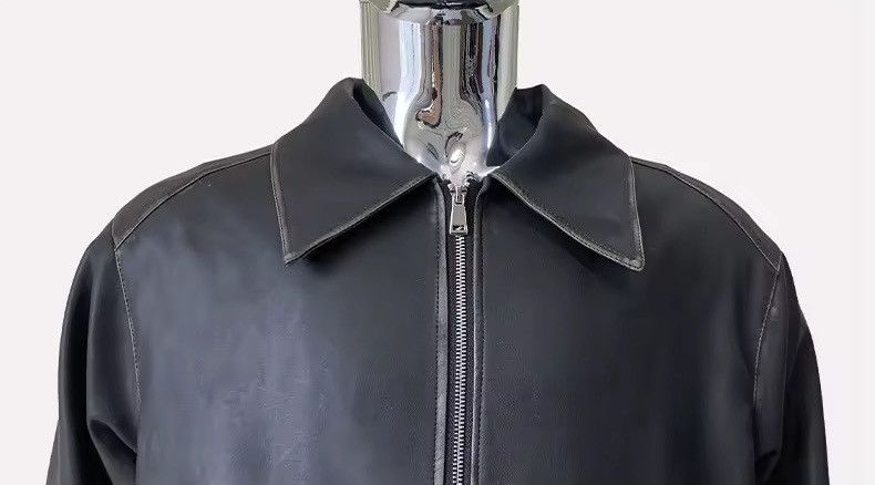 Leather Washed PU Leather Y2k Retro Style Zipper Jacket Size US L / EU 52-54 / 3 - 5 Thumbnail