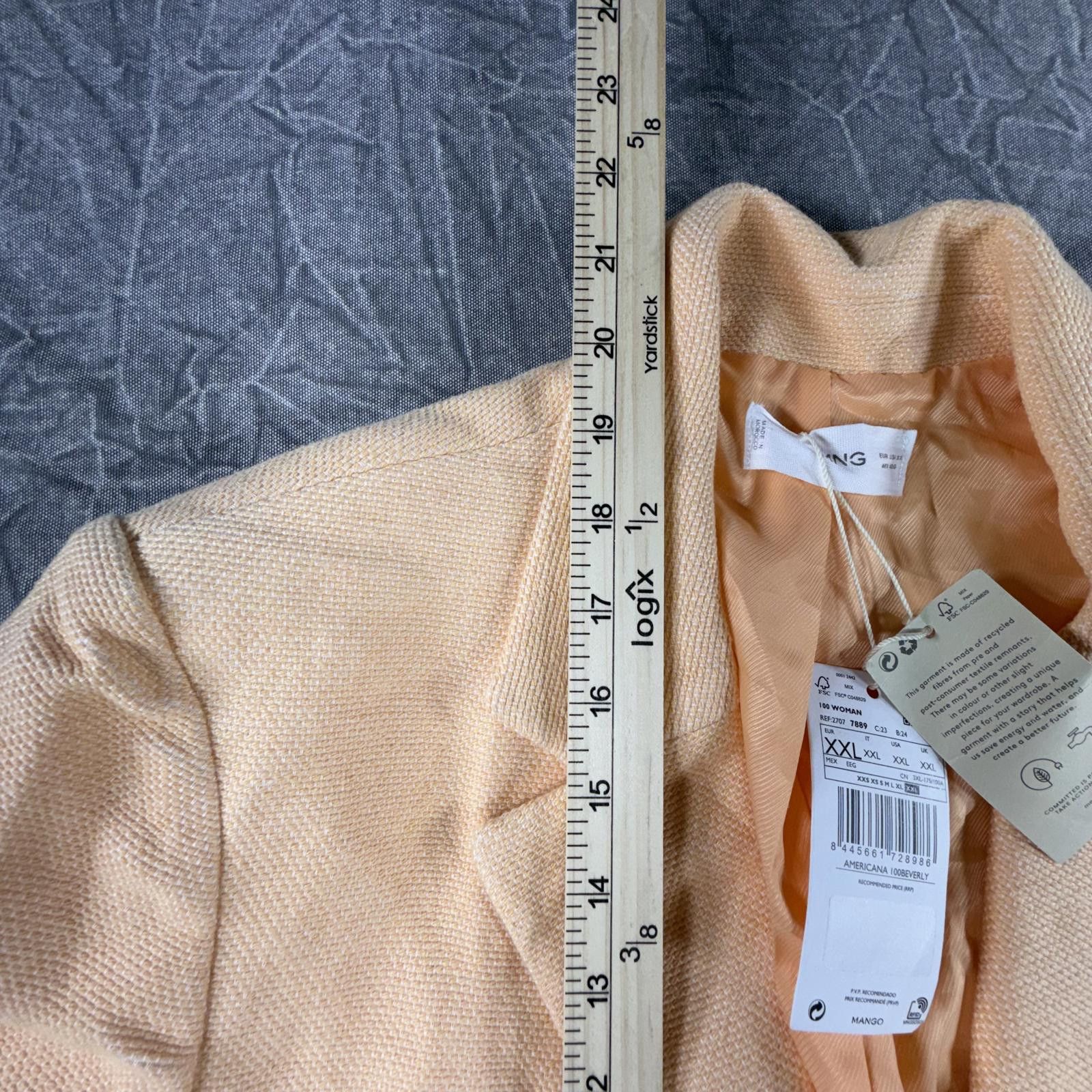 Other Mango Blazer Women's XXL Peach NEW Cotton Suit Size XXL / US 16-18 / IT 52-54 - 6 Thumbnail