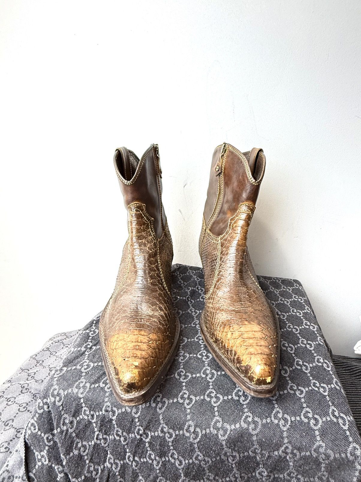 Cowboy Equipment 💥Rare! Vintage Kentucky Western Snake Leather Cowboy Boots Size US 10.5 / EU 43-44 - 4 Thumbnail