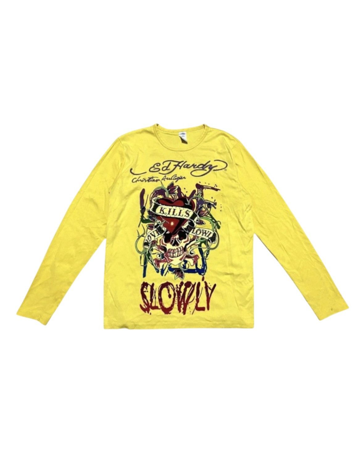 Ed Hardy Ed Hardy Big Print Longsleeve Multicolor Yellow Cotton Shirt Size US L / EU 52-54 / 3 - 1 Thumbnail