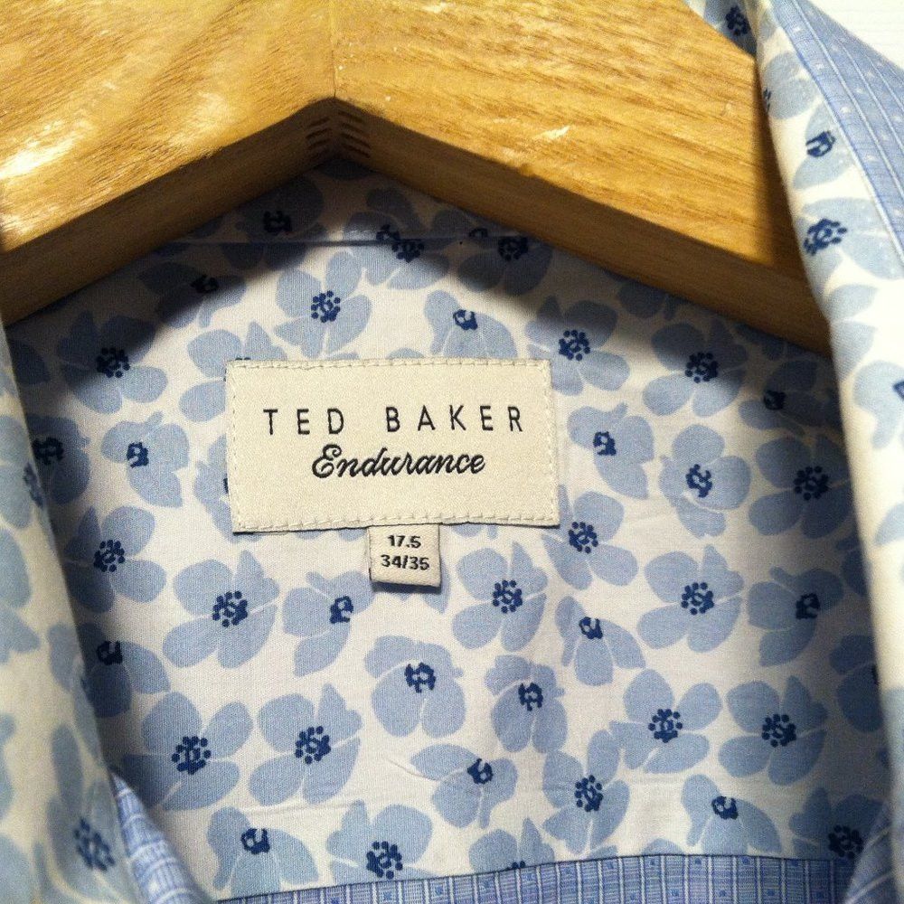 Ted Baker TED BAKER MENS BLUE 100%COTTON CASUAL SHIRT SIZE: 17.5/34-35 Size US XL / EU 56 / 4 - 7 Thumbnail