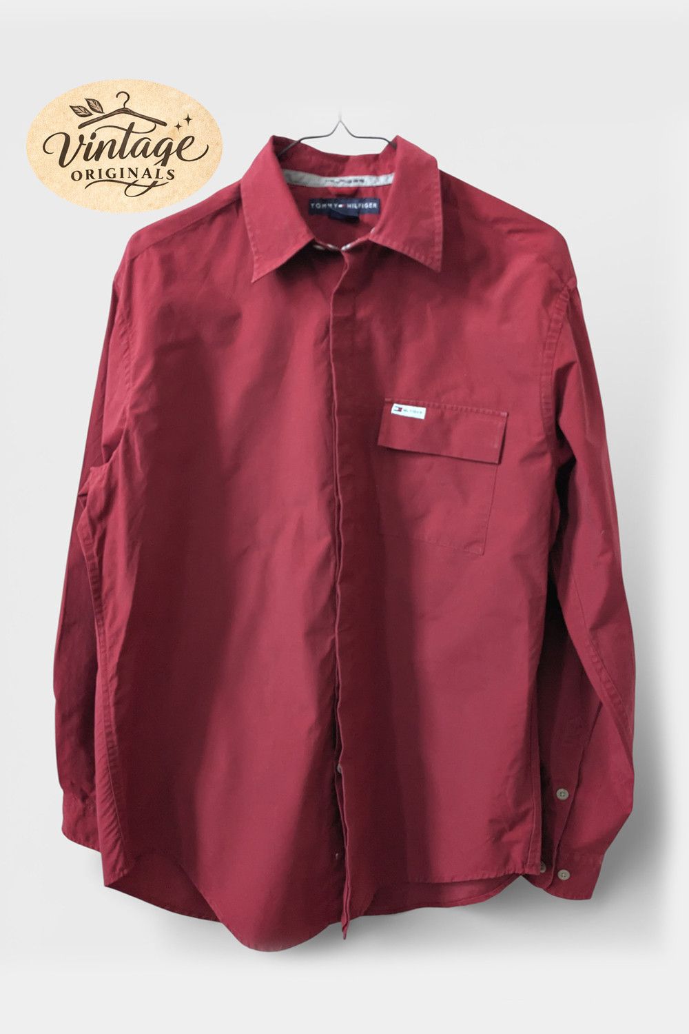 Tommy Hilfiger Tommy Hilfiger Burgundy Shirt Vintage M Size US M / EU 48-50 / 2 - 1 Thumbnail