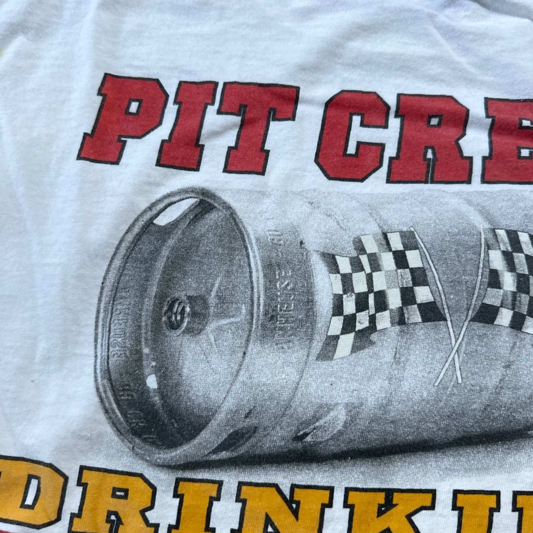Delta VINTAGE Delta T-Shirt Pit Crew Drinking Team Funny VTG Beer Budweiser Racing Cars 2XL White Mens Size US XXL / EU 58 / 5 - 4 Thumbnail
