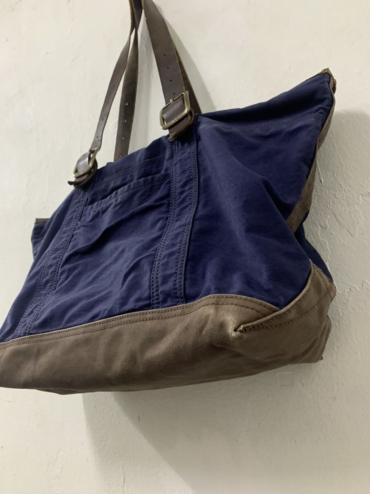 Japanese Brand TIE IN Cotton Bag Leather Trimming Size ONE SIZE - 5 Thumbnail