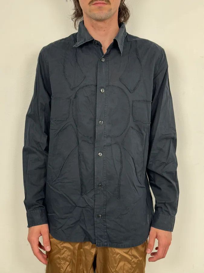 Armani 2000s Armani Navy Sun Embroidered Patch Shirt Size US M / EU 48-50 / 2 - 2 Thumbnail