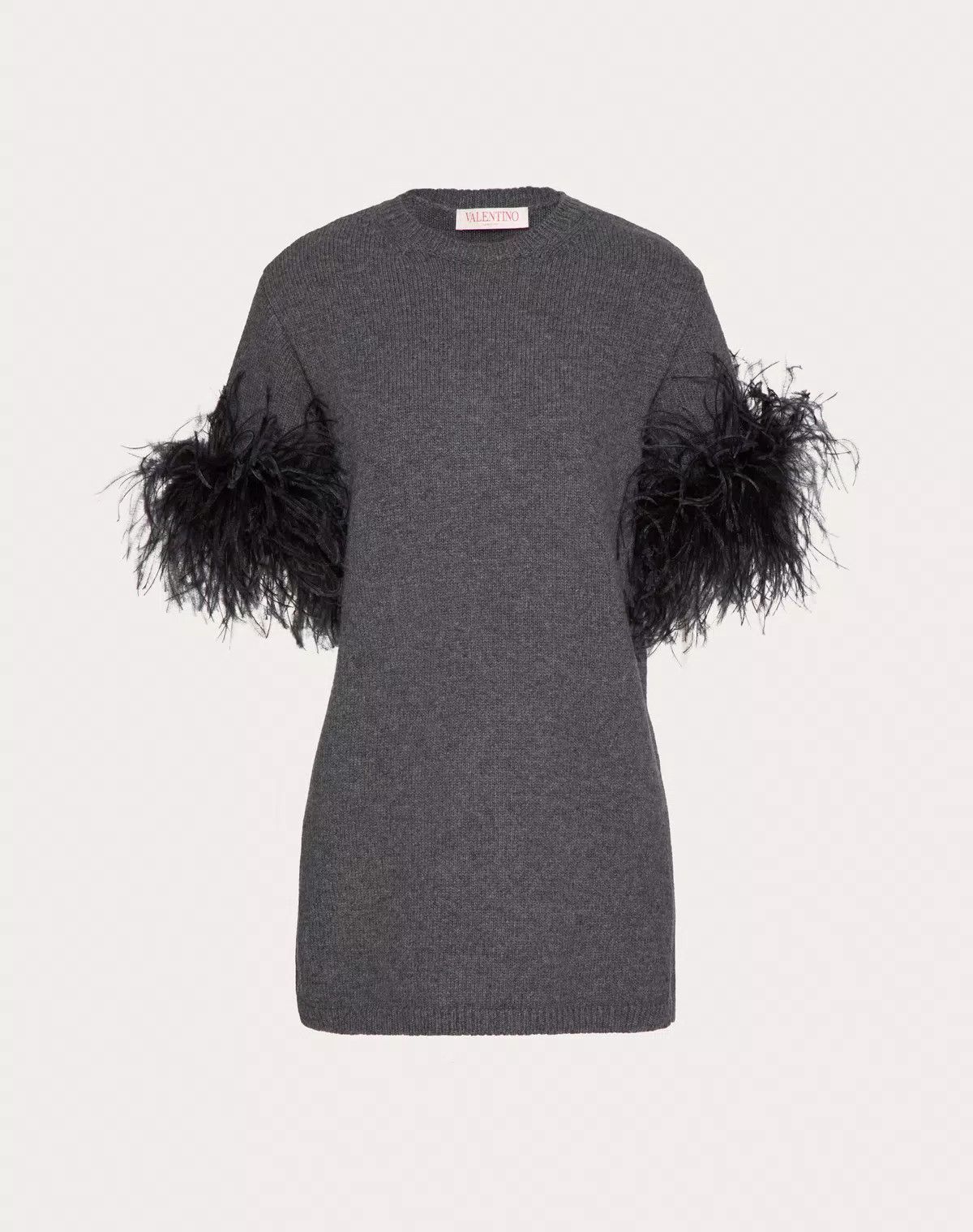 Valentino o1s1wg110426 Wool Jumper With Feathers in Grey Size S / US 4 / IT 40 - 1 Thumbnail