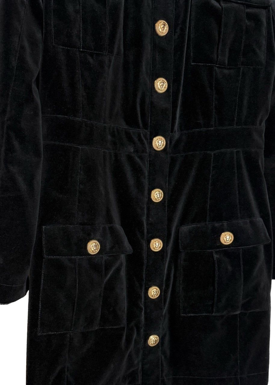 Balmain Balmain Black Velvet Military Accent Button Mini Dress Size L / US 10 / IT 46 - 7 Thumbnail