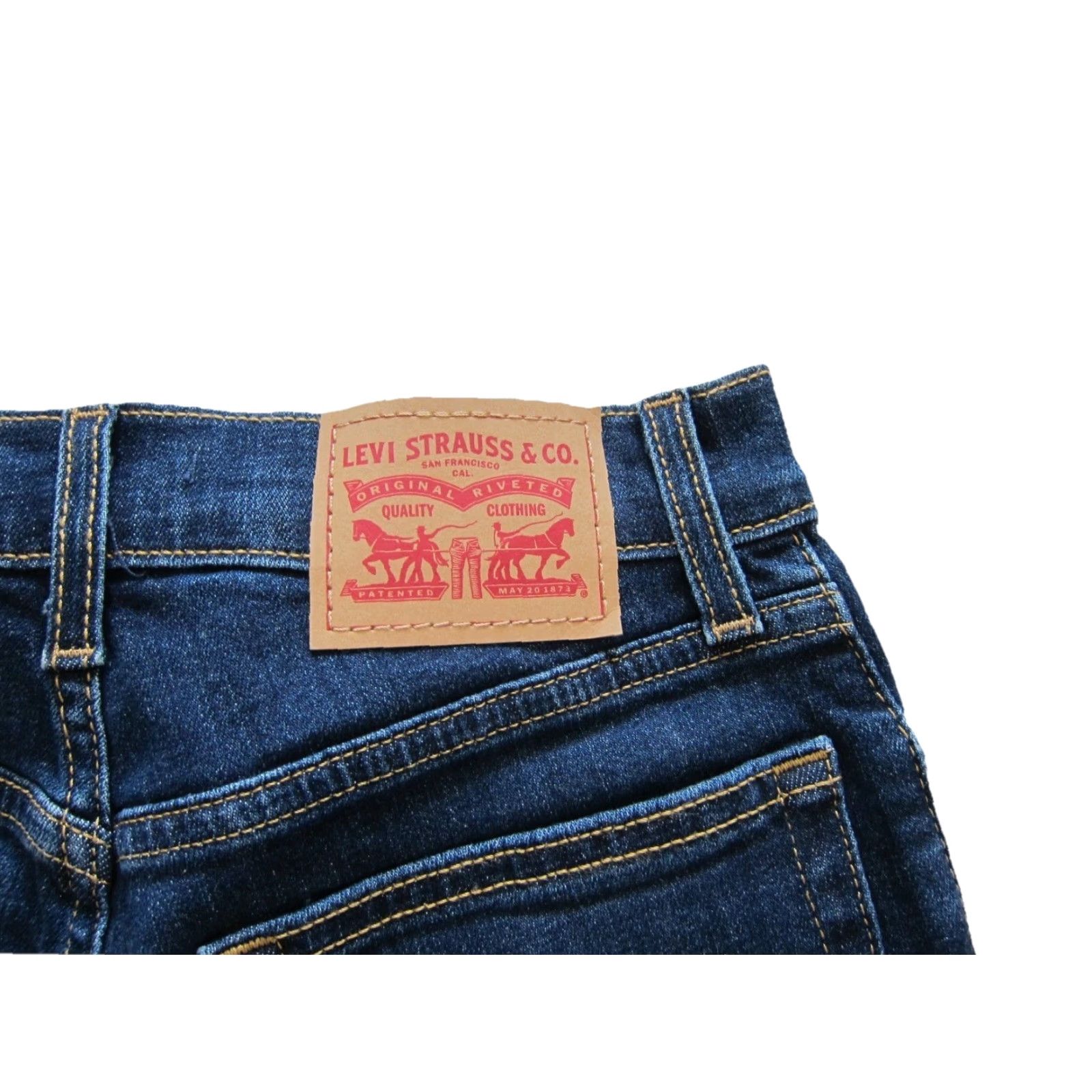Levi's Levi Strauss & Co. Dark Blue Denim Stretch High Rise Cut Off Short Women 25 Size 42" / US 20 - 4 Thumbnail