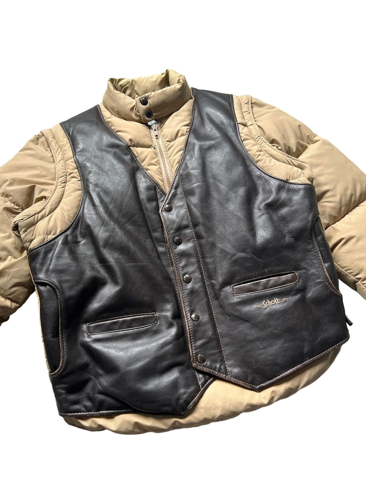 Schott Vintage Schott Western Puffer Down Vest Jacket Size US L / EU 52-54 / 3 - 6 Thumbnail