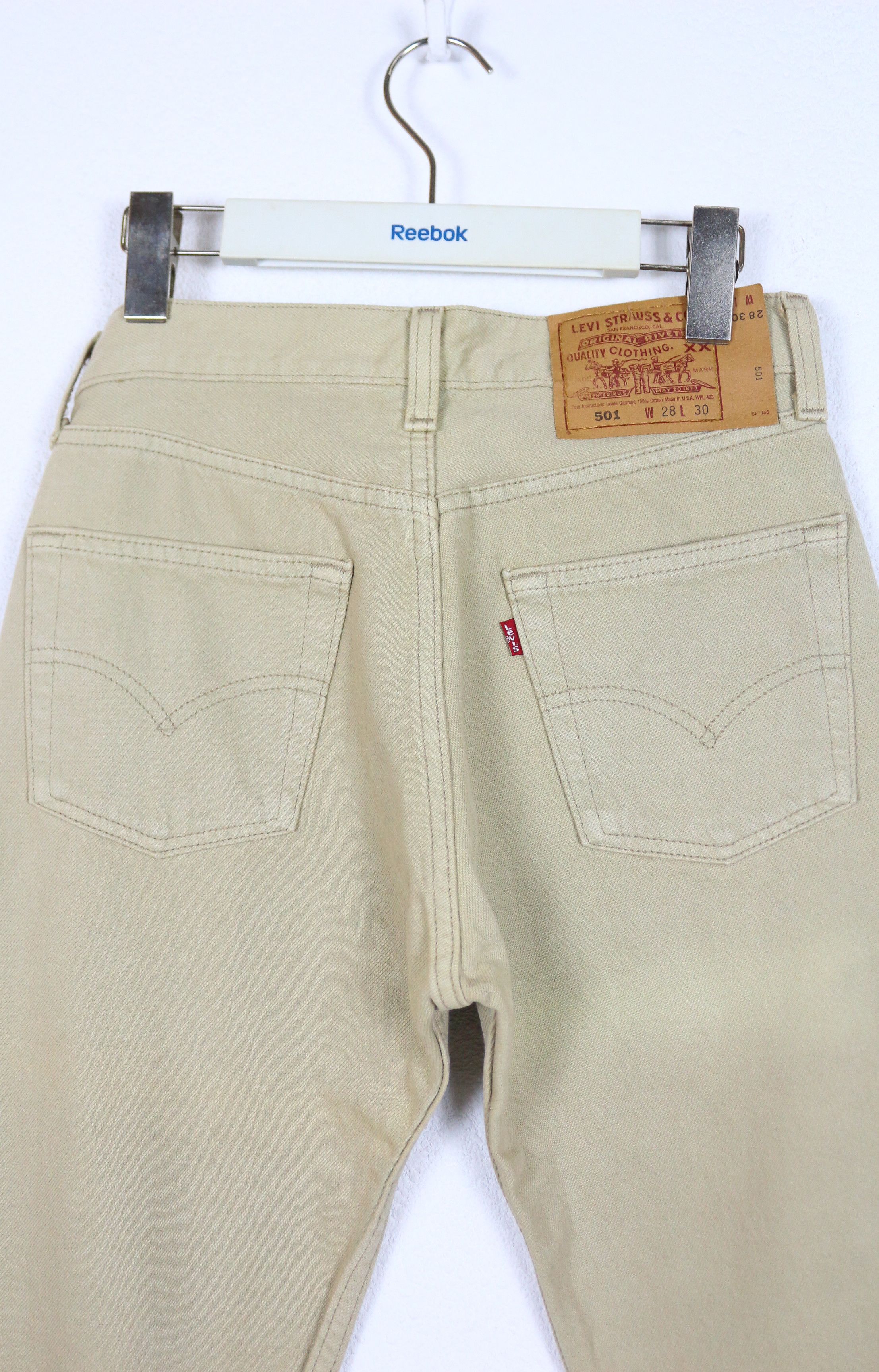 Levi's Vintage Levis 501 Beige Denim Jeans Pants 90s USA Made Size 28" / US 6 / IT 42 - 6 Thumbnail