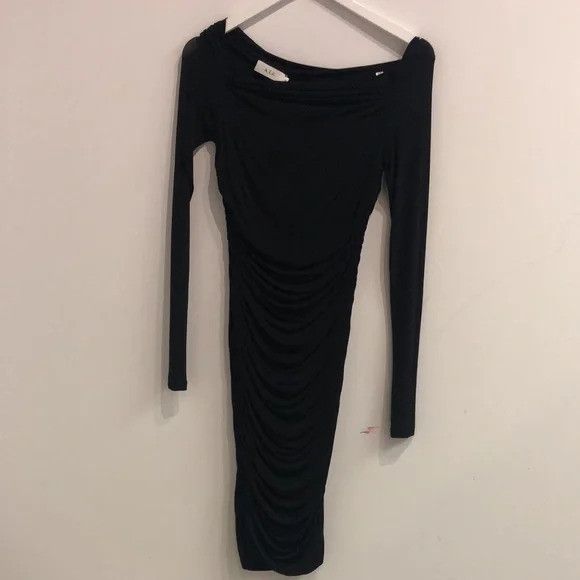 image of A L C A.l.c. Etta Black Ruched Long Sleeve Dress, Women's (Size XS)