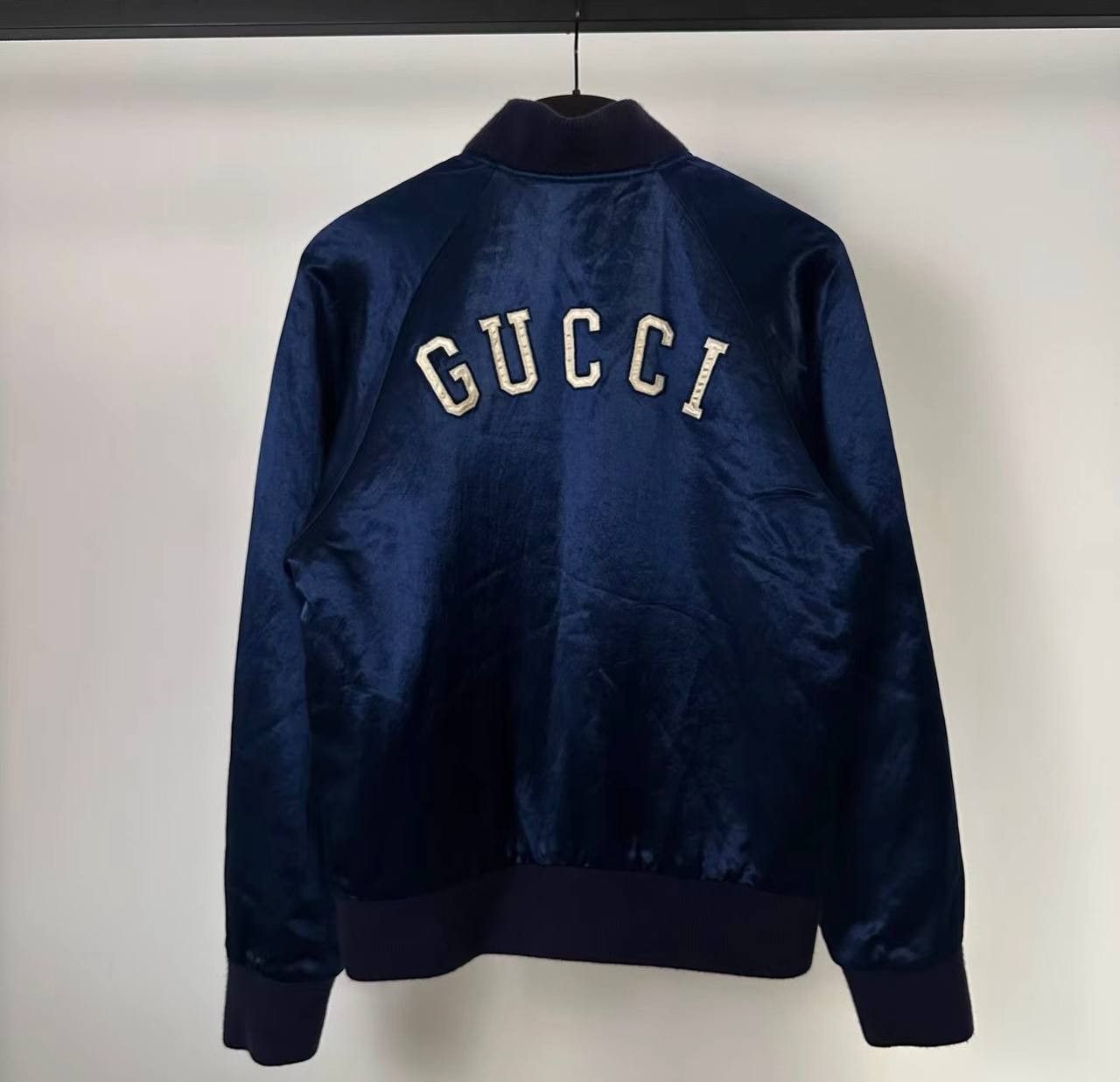Gucci Gucci blue silk baseball jacket Size US M / EU 48-50 / 2 - 2 Thumbnail