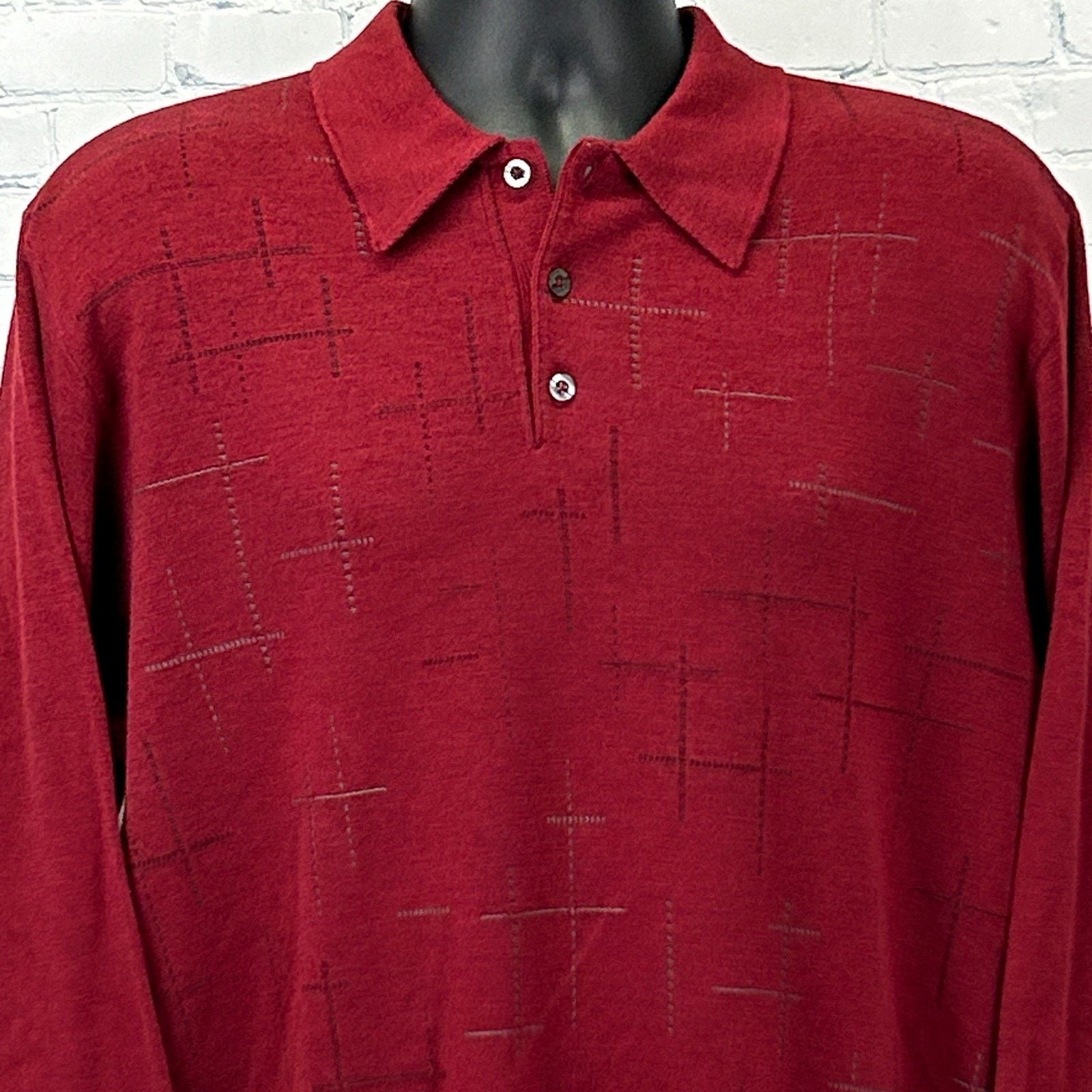 St. Croix Vintage 90s St Croix Shop Wool Blend Polo Sweater Red Large Size US L / EU 52-54 / 3 - 1 Thumbnail