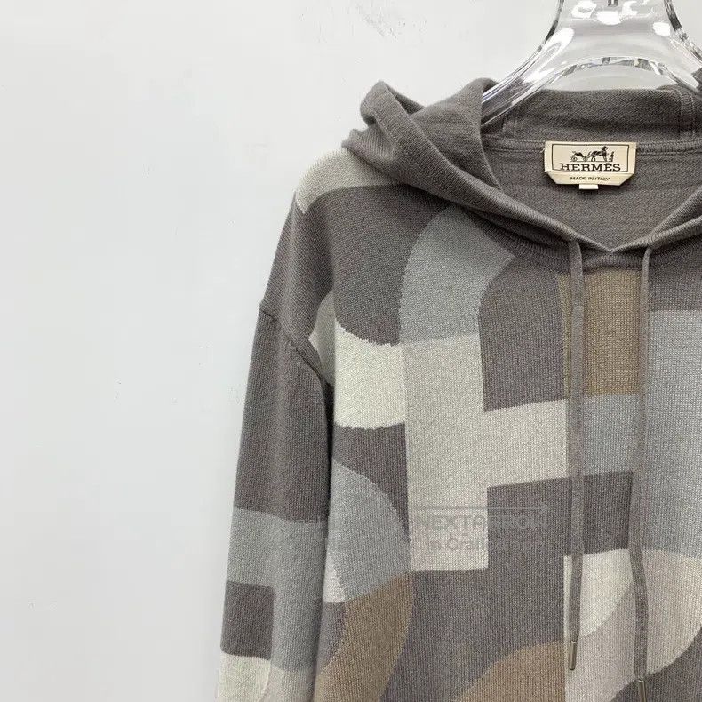 Hermes Hermes Color-blocked pig nose full print cashmere hooded d Size US XL / EU 56 / 4 - 3 Thumbnail