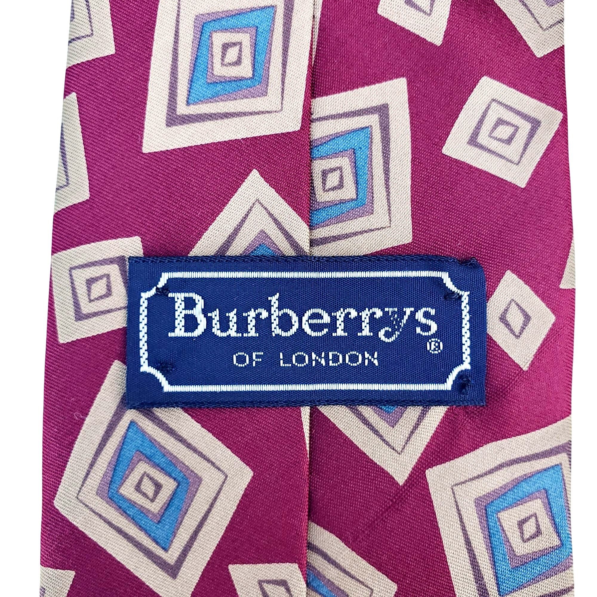 Burberry Burberrys of London Tie Silk Oxblood Abstract Pattern Cravat Size ONE SIZE - 2 Thumbnail