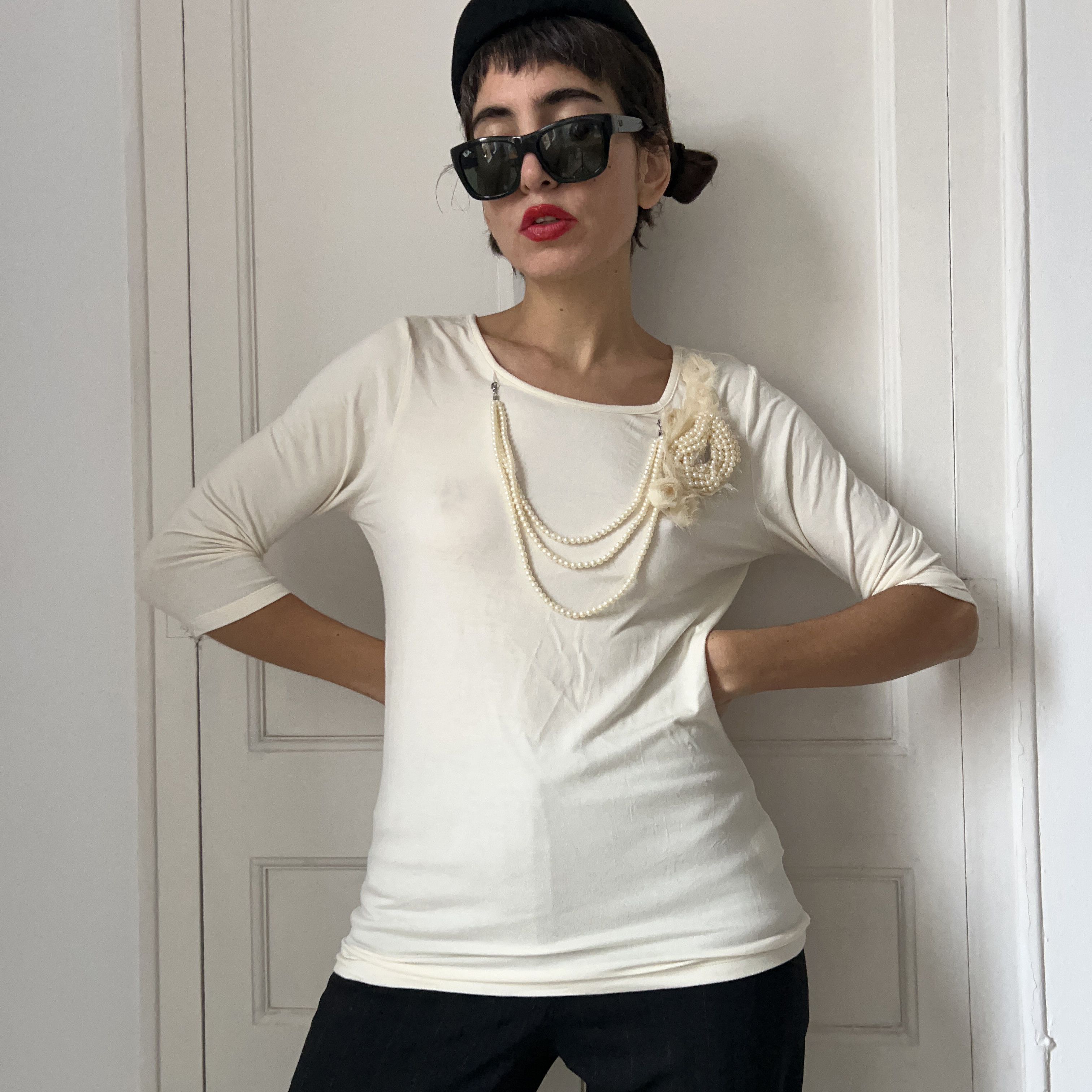 Vintage Vintage Y2K Pearl Applique Top Size M / US 6-8 / IT 42-44 - 6 Thumbnail