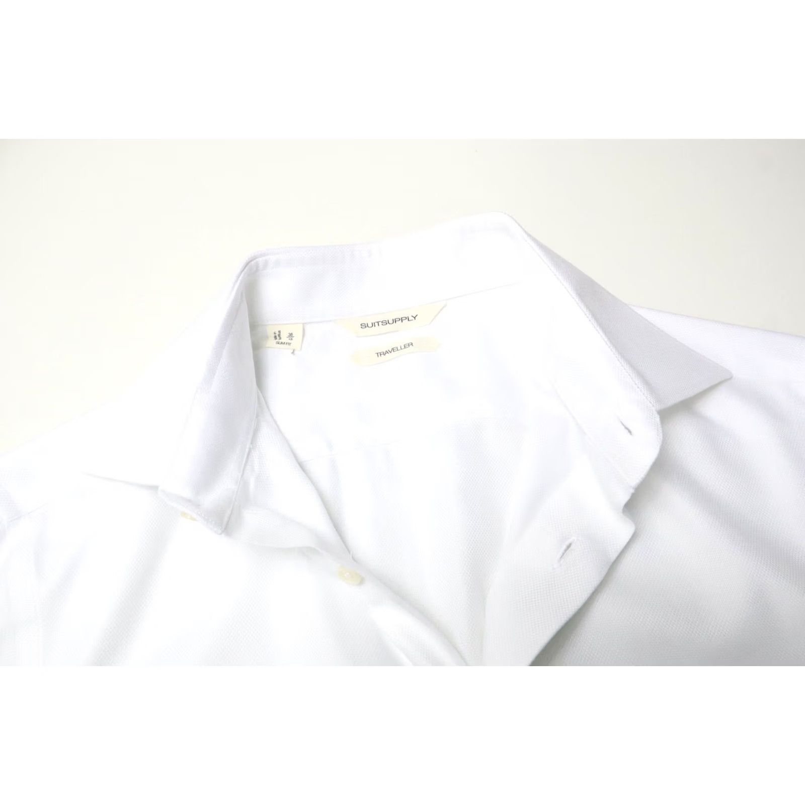 Suitsupply Suitsupply Traveller Slim Fit Formal Shirt Men's 38/15 White Spread Collar Shirt Mens Slim 100% Cotton Long Sleeve Dress Shirt Size 38R - 4 Thumbnail