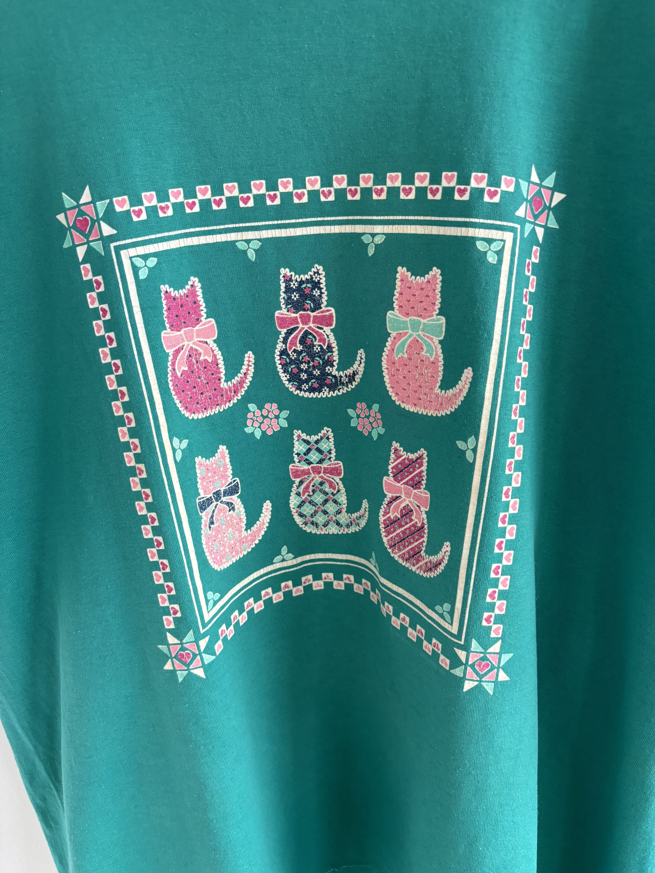 Jerzees × Vintage Vintage 90s Cats Cute Tee Size US L / EU 52-54 / 3 - 5 Thumbnail
