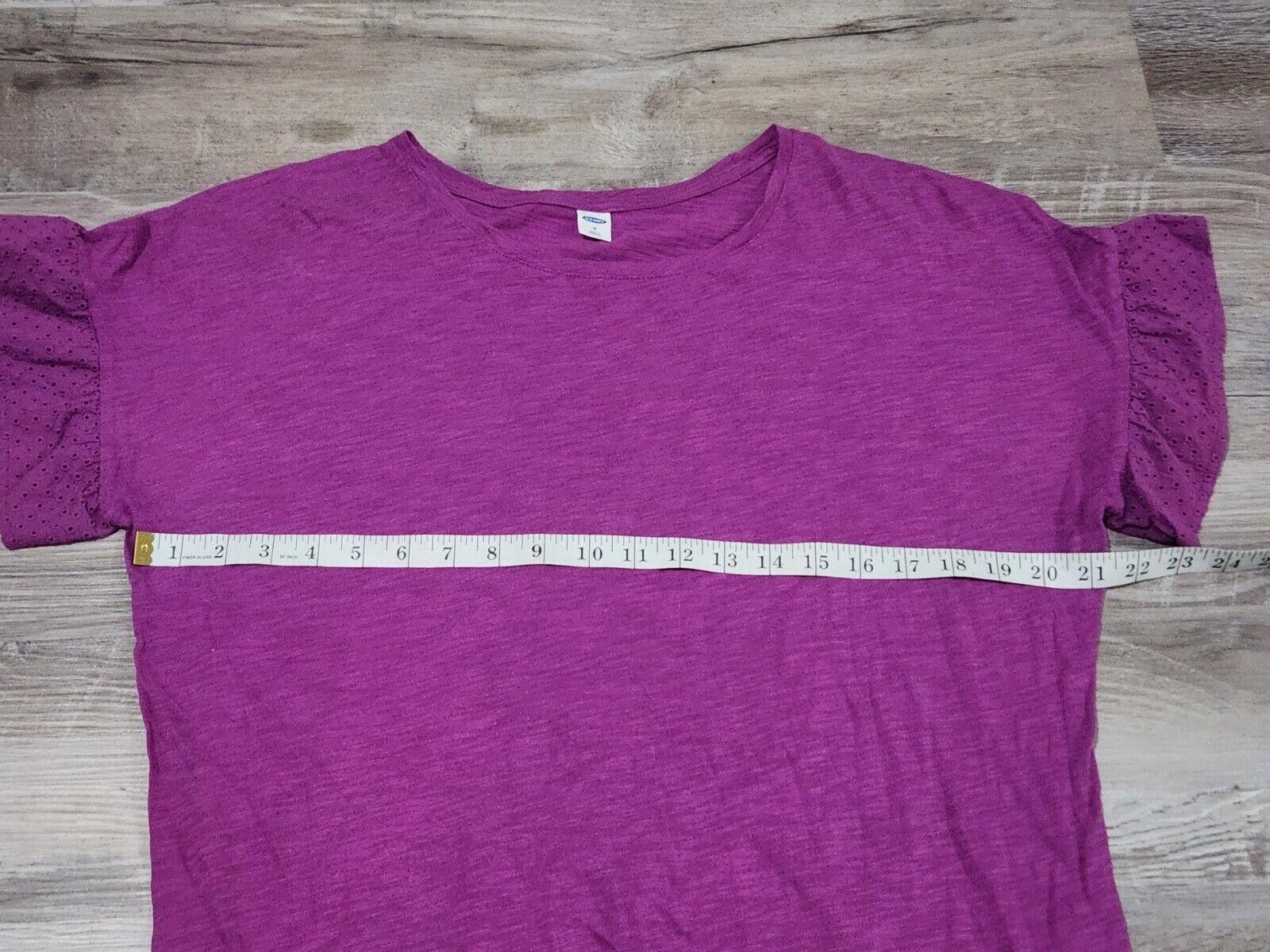 Old Navy Womens Lot Top Medium Purple Black Ruffle Sleeve Peplum Size M / US 6-8 / IT 42-44 - 4 Thumbnail