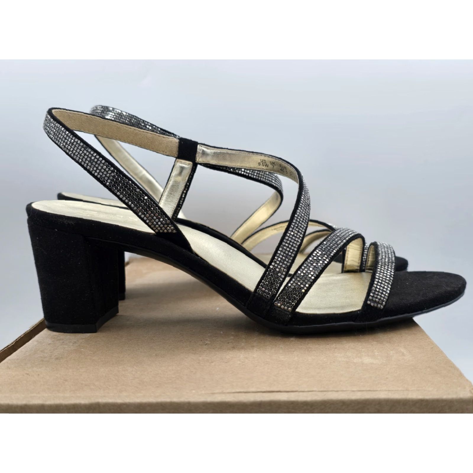 Naturalizer VINTAGE Naturalizer Vanessa2 Rhinestone Strappy Heeled Sandal Black Sz 9.5W Womens Size US 7 / IT 37 - 2 Thumbnail