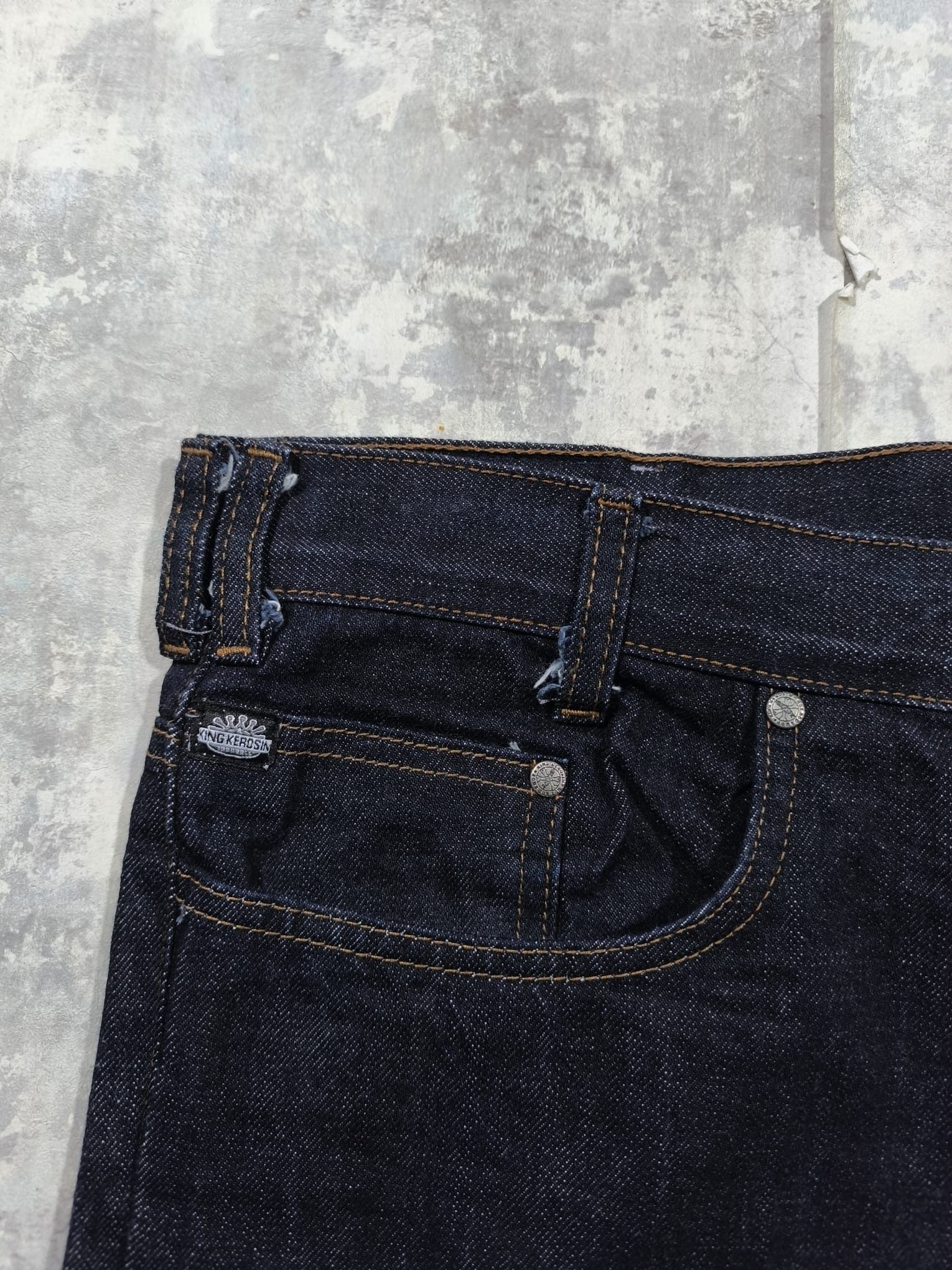 Other King Kerosin Baggy Raw Indigo Selvedge Jeans Buckleback Size US 40 / EU 56 - 5 Thumbnail