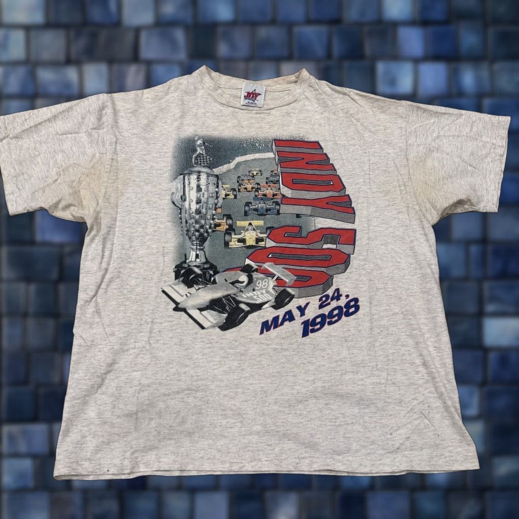 Vintage VINTAGE 90s Indy 500 Big Print Tshirt Mens XL Gray USA Made Shirt Mens XL 90s Indy 500 Big Print Tshirt Size US XL / EU 56 / 4 - 1 Thumbnail