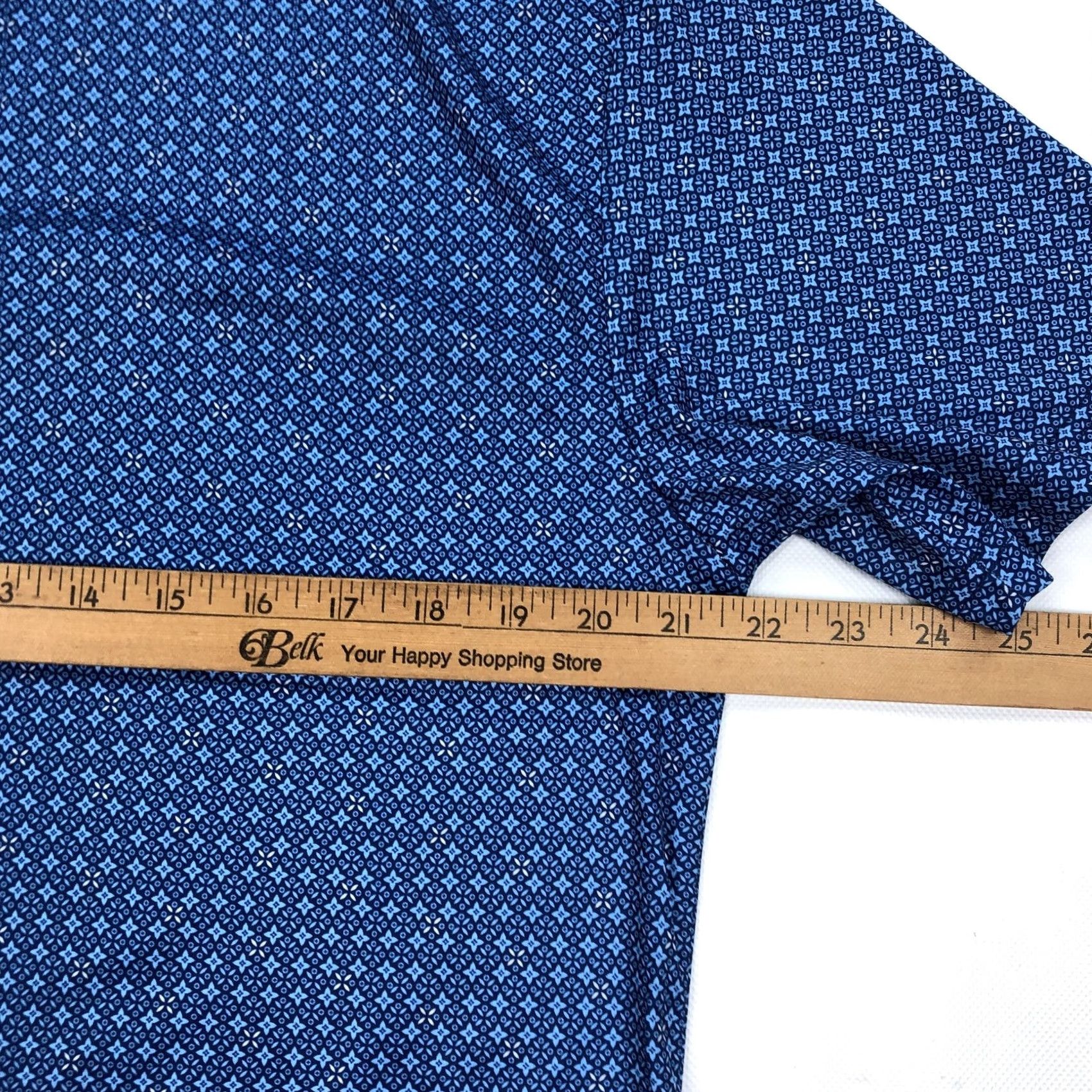Vintage Collars & Co. Men's Blue Geometric Pattern Performance Polo Shirt L Size US L / EU 52-54 / 3 - 5 Thumbnail