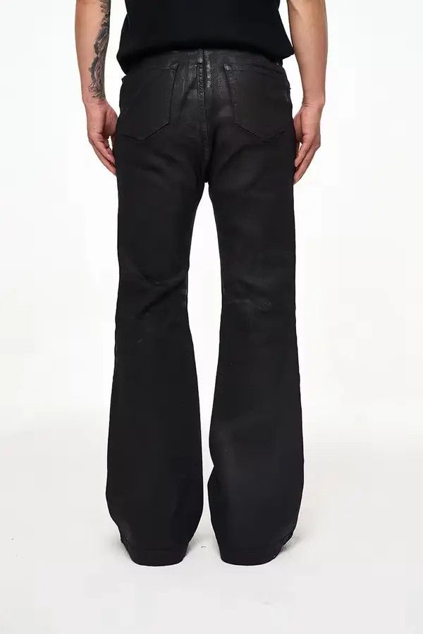 Japanese Brand Hazaki x Miku Vinyl Coated Crease Denim Flared Jeans Size US 34 / EU 50 - 6 Thumbnail