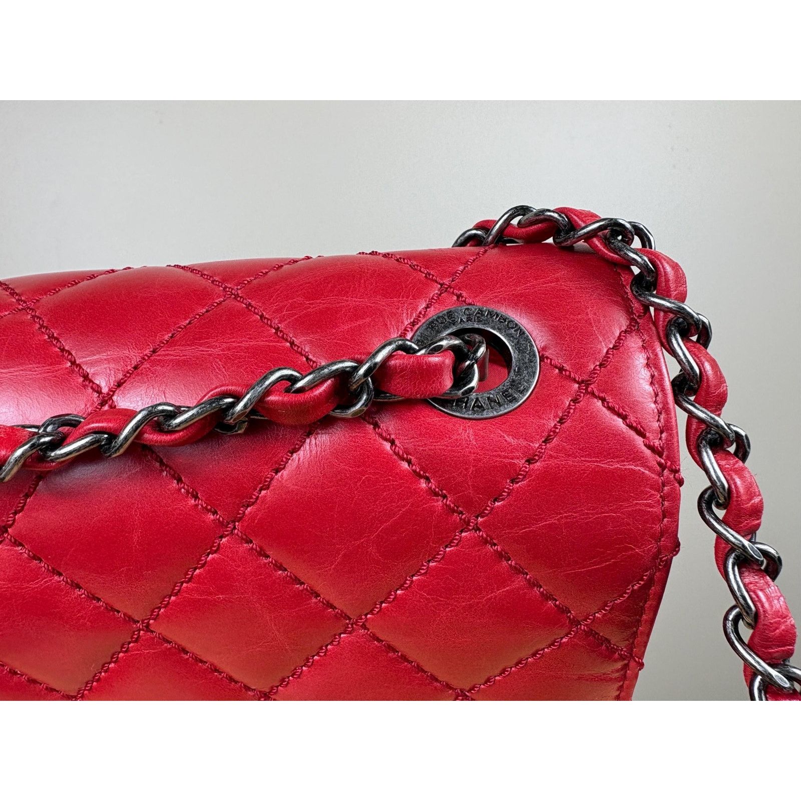 Chanel Authentic Chanel Matelasse Red Calfskin Cocomark Shoulder Size ONE SIZE - 9 Thumbnail