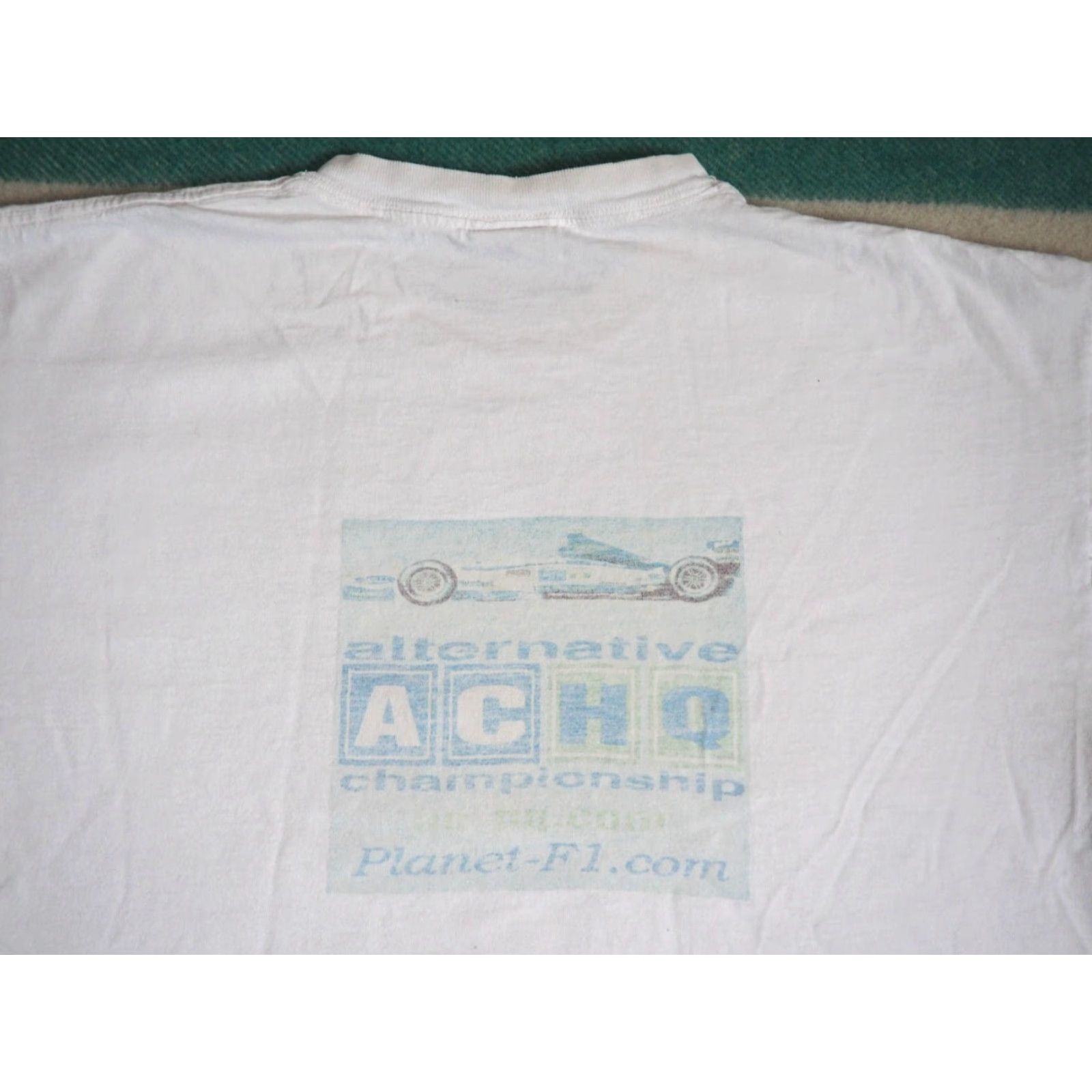 Vintage VTG 90s Y2k Planet F1 Formula One Racing Championship White Tee T-Shirt L Mens Short Sleeve Graphic Cotton 2000s Size US L / EU 52-54 / 3 - 5 Thumbnail