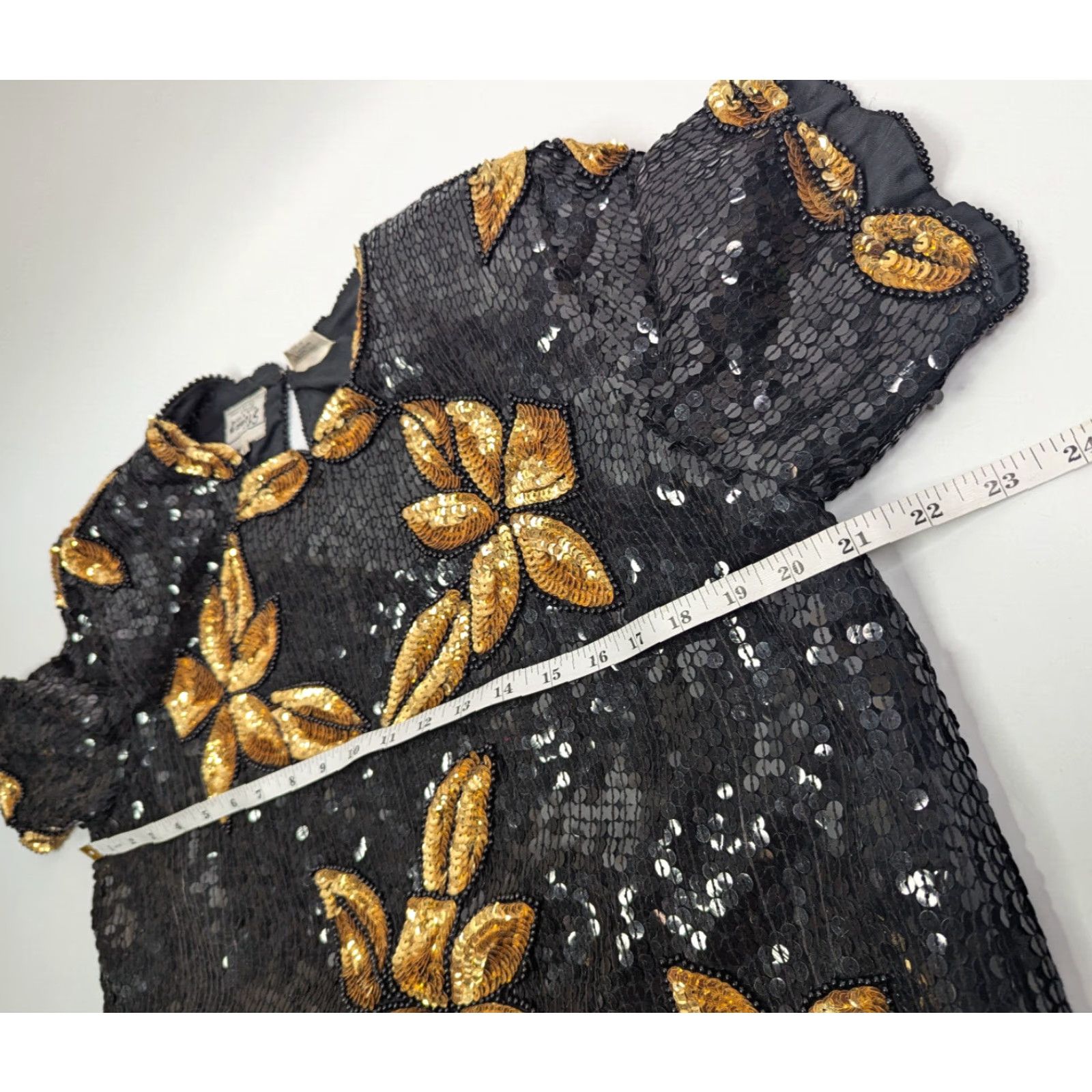 Vintage VINTAGE Stenay Blouse Silk Gold Floral Beaded Sequined Short Sleeve Pullover Women Small Glam Size S / US 4 / IT 40 - 6 Thumbnail