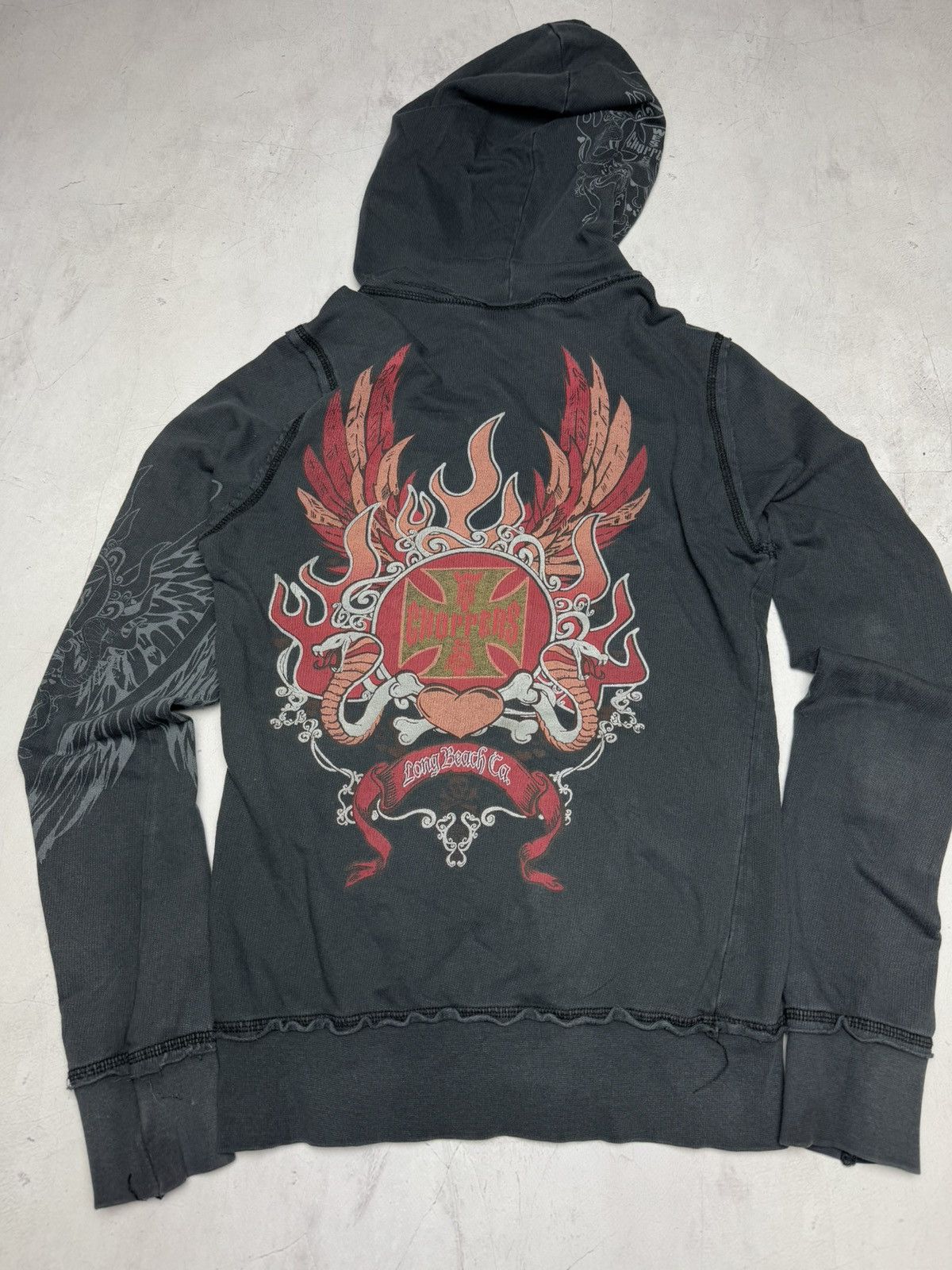 Vintage × West Coast Choppers West Coast Choppers Vintage Big Logo Washed Hoodie Size S / US 4 / IT 40 - 2 Thumbnail