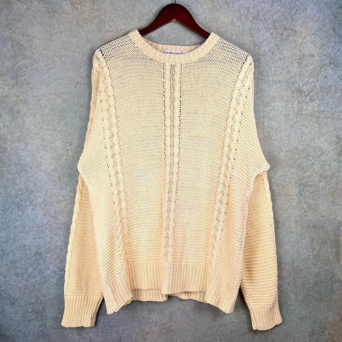 Liz Claiborne × Vintage VTG 90s Claiborne Cable Knit Sweater Mens Sz L Yellow Size US L / EU 52-54 / 3 - 1 Thumbnail