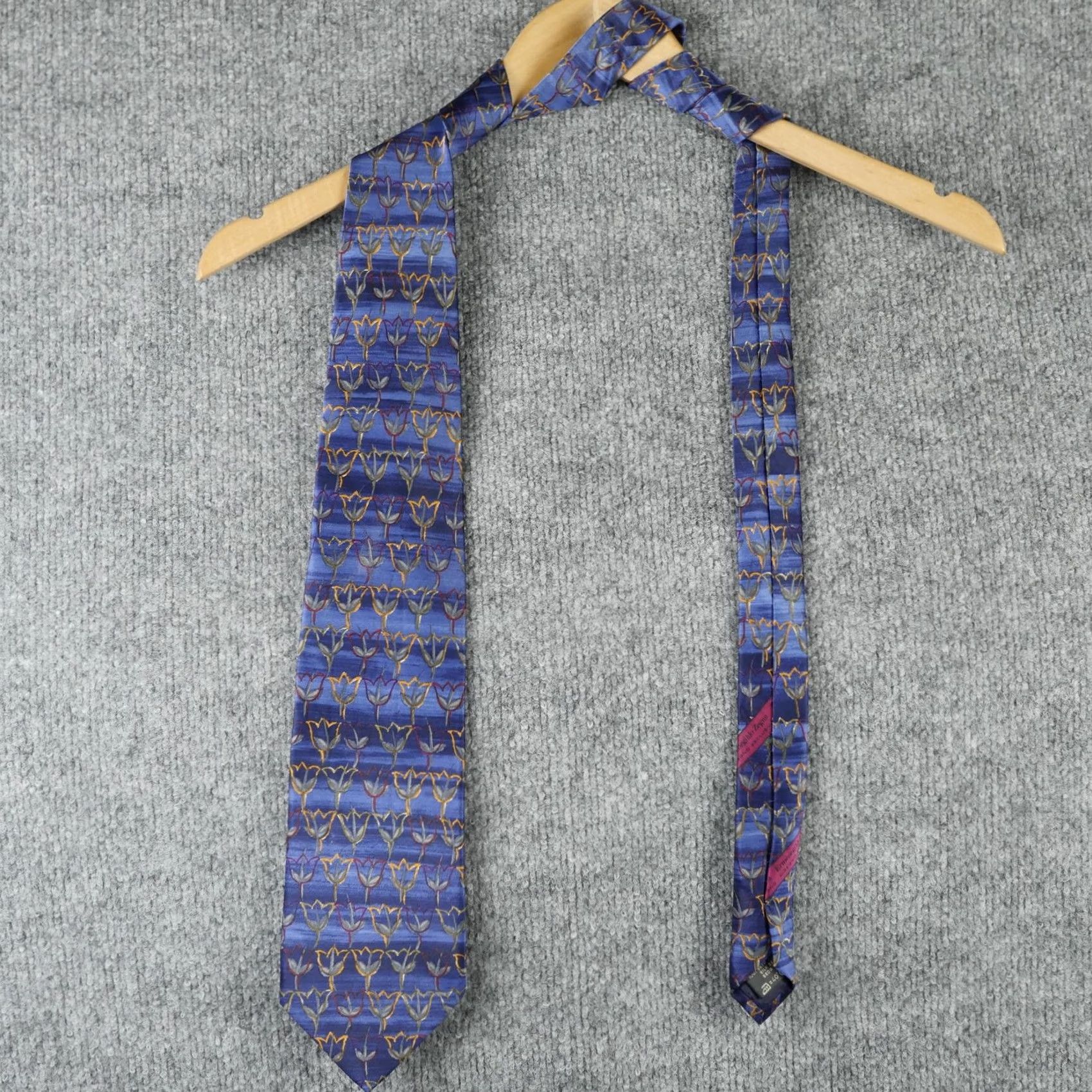 Ermenegildo Zegna Ermenegildo Zegna Tie Mens One Size Blue Tulip Floral Silk Necktie Italy Pattern Size ONE SIZE - 7 Thumbnail