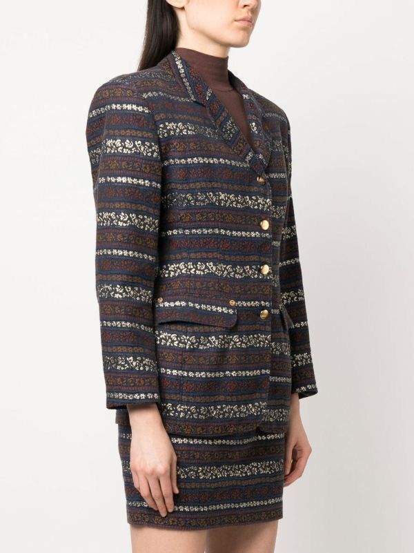 Jean Paul Gaultier Vintage 1990s Junior Gaultier Striped Floral Blazer Jacket Size L / US 10 / IT 46 - 2 Thumbnail