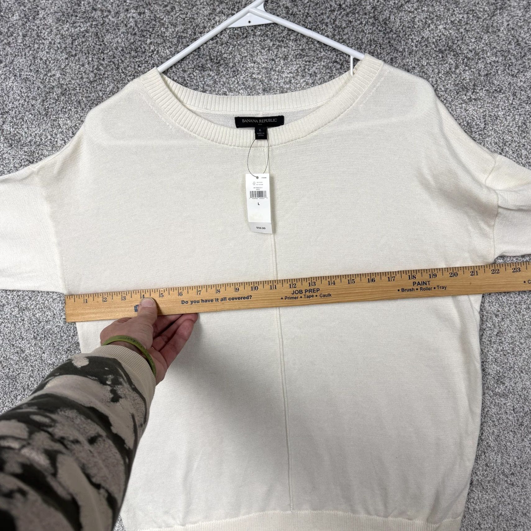 Banana Republic Banana Republic Sweater Womens L White Crew Neck Clean Girl Minimalist Layering Size L / US 10 / IT 46 - 4 Thumbnail