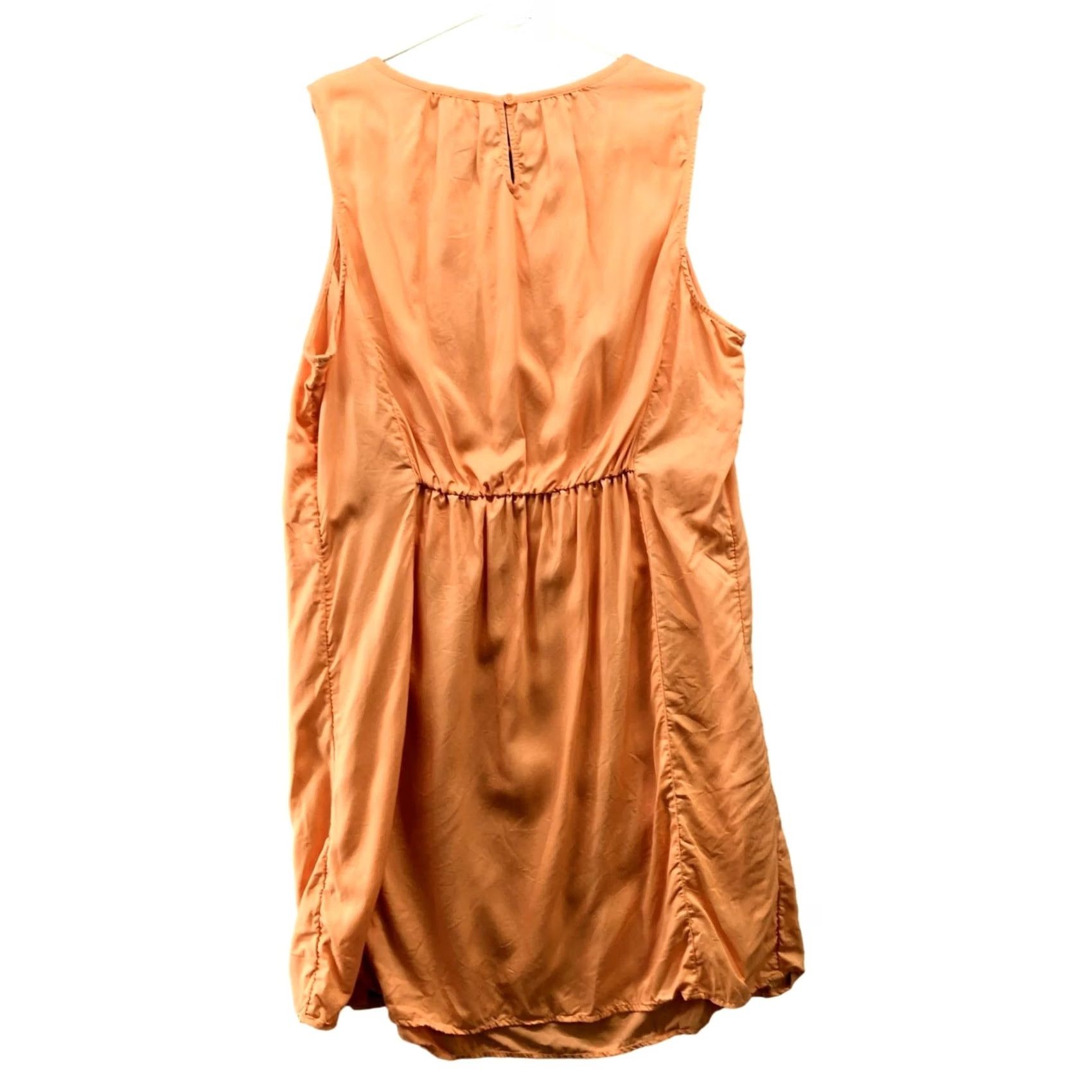 Vintage Beach Lunch Lounge Sundress XXL Orange Lyocell Knee Length Sleeveless Round Neck Bohemian Shift Dress Womens Size XXL / US 16-18 / IT 52-54 - 2 Thumbnail