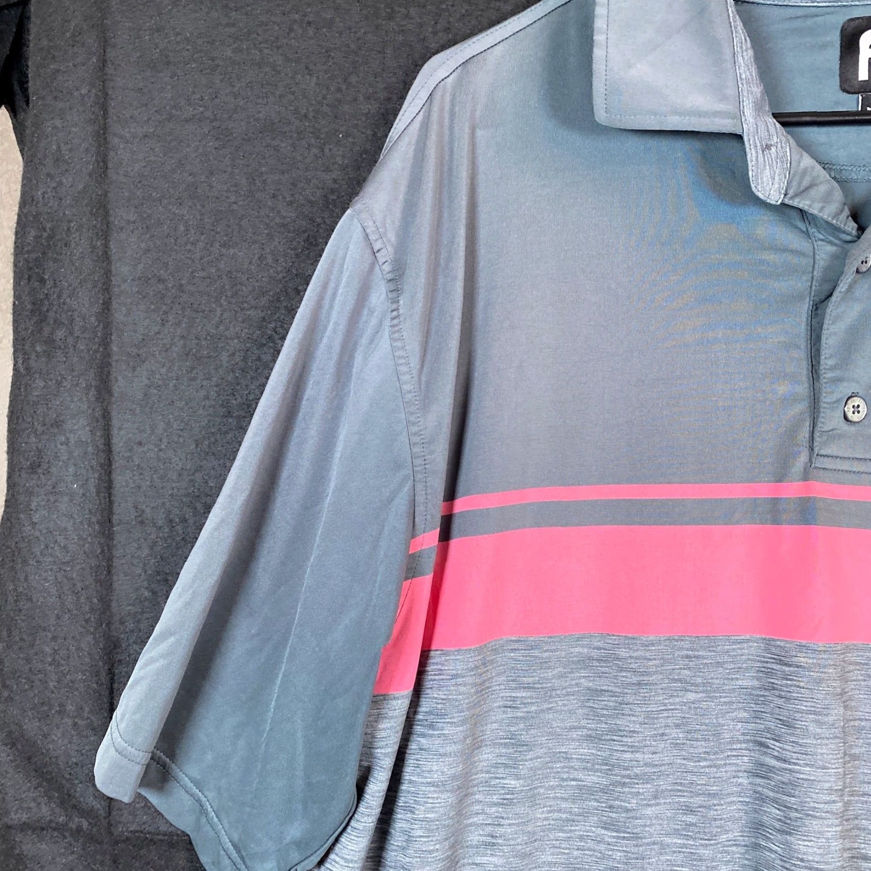 Footjoy FootJoy Mens Polo Shirt Gray Pink Stripe Short Sleeve Collared XL Athletic Golf Casual Workwear Size US XL / EU 56 / 4 - 3 Thumbnail